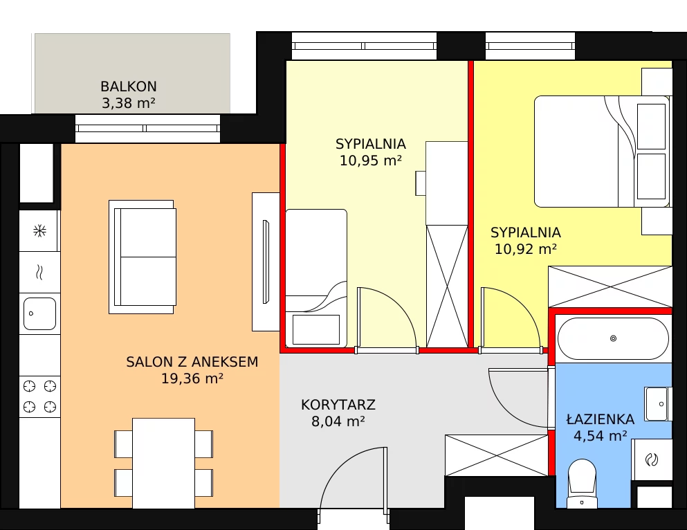 3 pokoje, mieszkanie 53,81 m², piętro 5, oferta nr 132/5/B/C, NeoPolis, Warszawa, Ursus, Szamoty, ul. Silnikowa