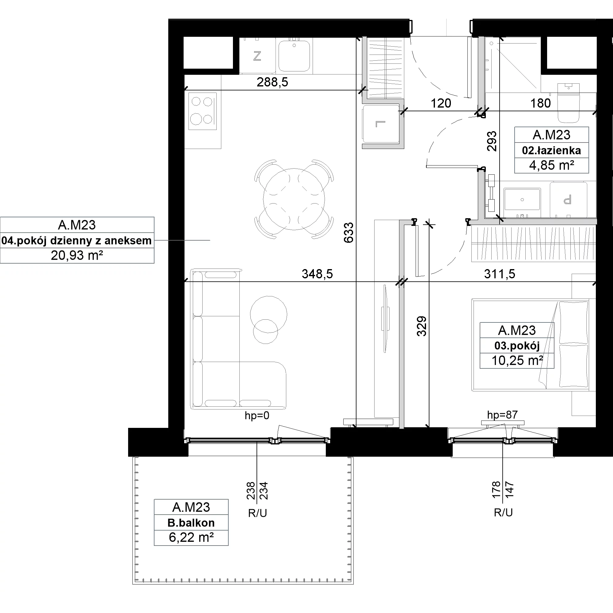 2 pokoje, mieszkanie 40,18 m², piętro 1, oferta nr A.M23, No to Naramowice, Poznań, Naramowice, Naramowice, ul. Maków Polnych