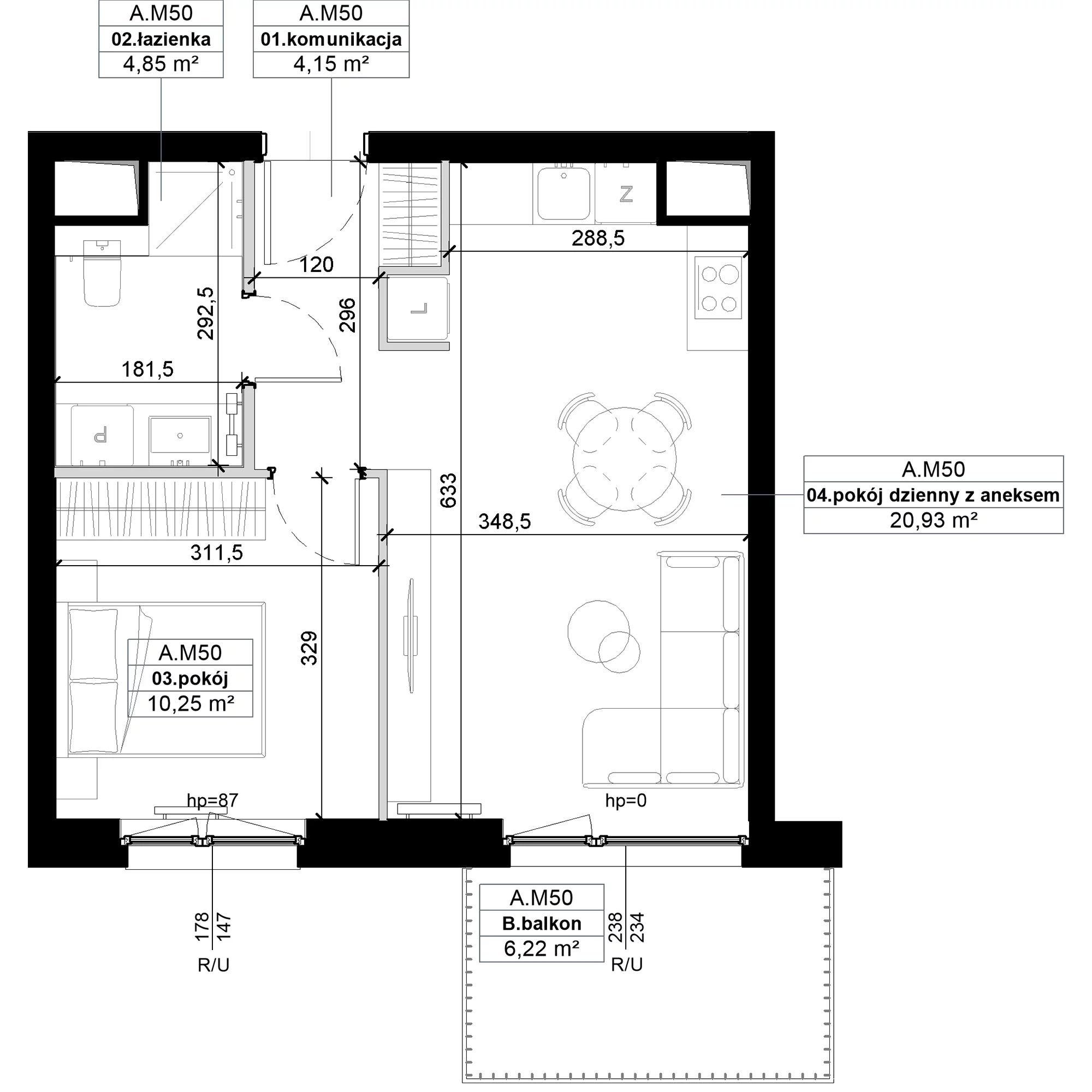 2 pokoje, mieszkanie 40,18 m², piętro 2, oferta nr A.M50, No to Naramowice, Poznań, Naramowice, Naramowice, ul. Maków Polnych