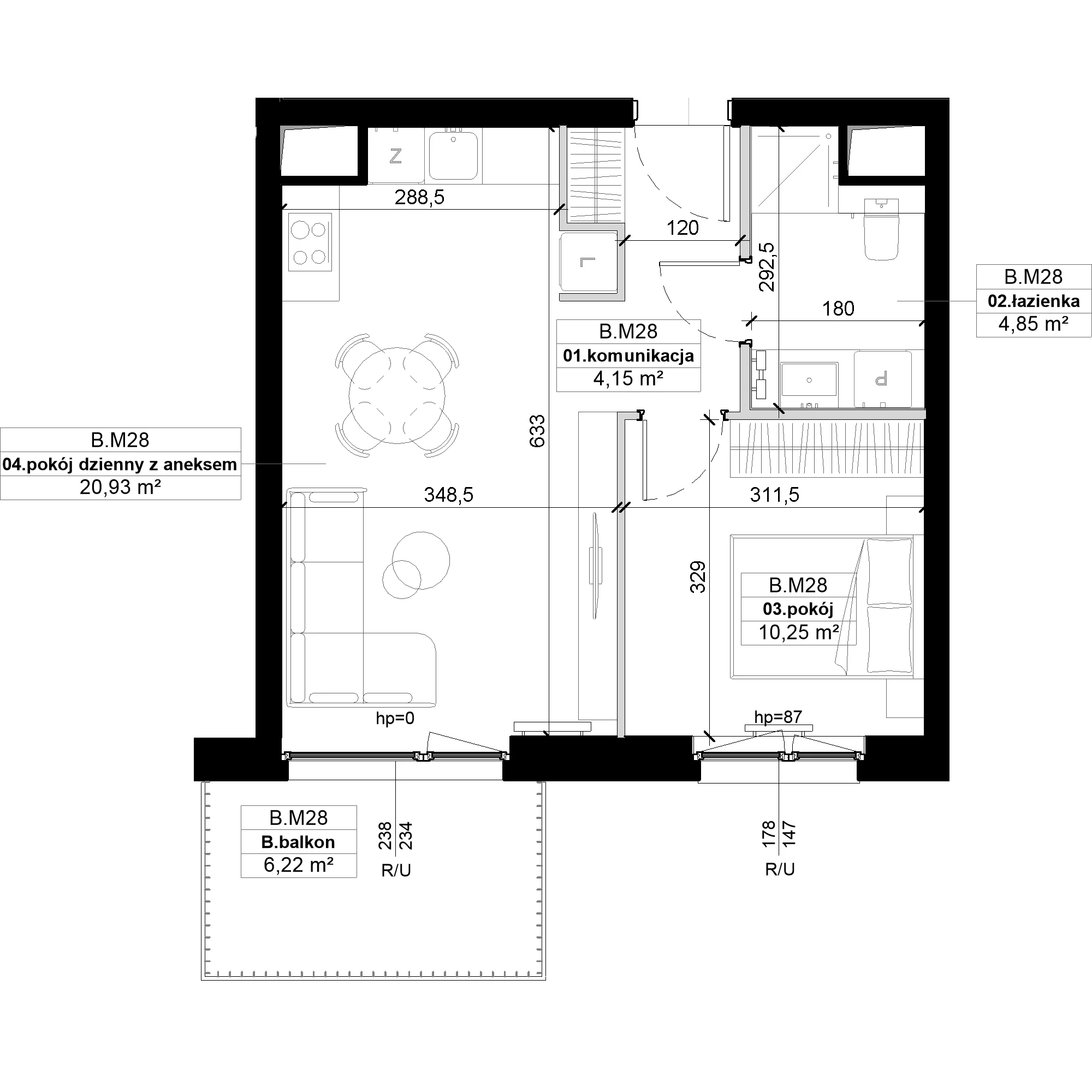 2 pokoje, mieszkanie 40,18 m², piętro 1, oferta nr B.M28, No to Naramowice, Poznań, Naramowice, Naramowice, ul. Maków Polnych