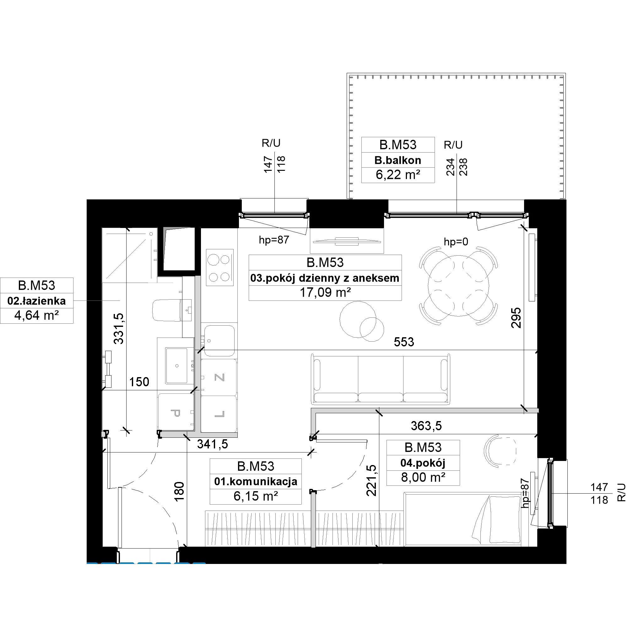 2 pokoje, mieszkanie 35,88 m², piętro 2, oferta nr B.M53, No to Naramowice, Poznań, Naramowice, Naramowice, ul. Maków Polnych