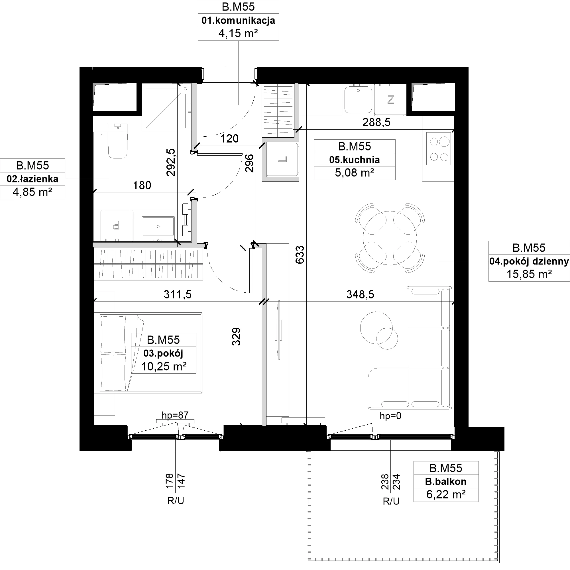2 pokoje, mieszkanie 40,18 m², piętro 2, oferta nr B.M55, No to Naramowice, Poznań, Naramowice, Naramowice, ul. Maków Polnych