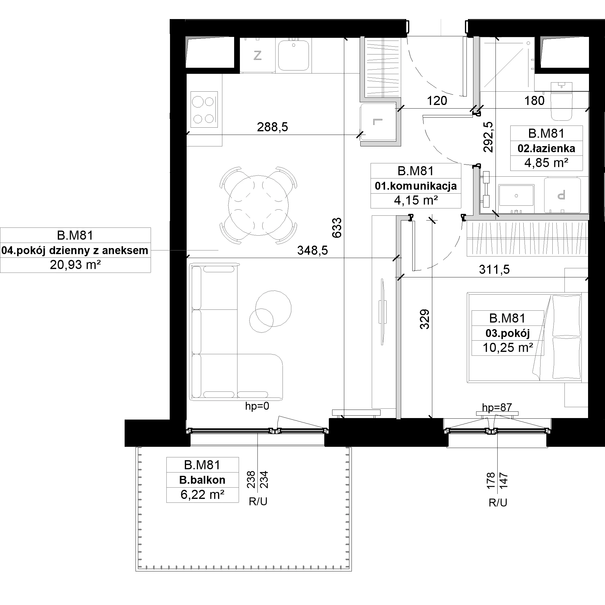 2 pokoje, mieszkanie 40,18 m², piętro 3, oferta nr B.M81, No to Naramowice, Poznań, Naramowice, Naramowice, ul. Maków Polnych