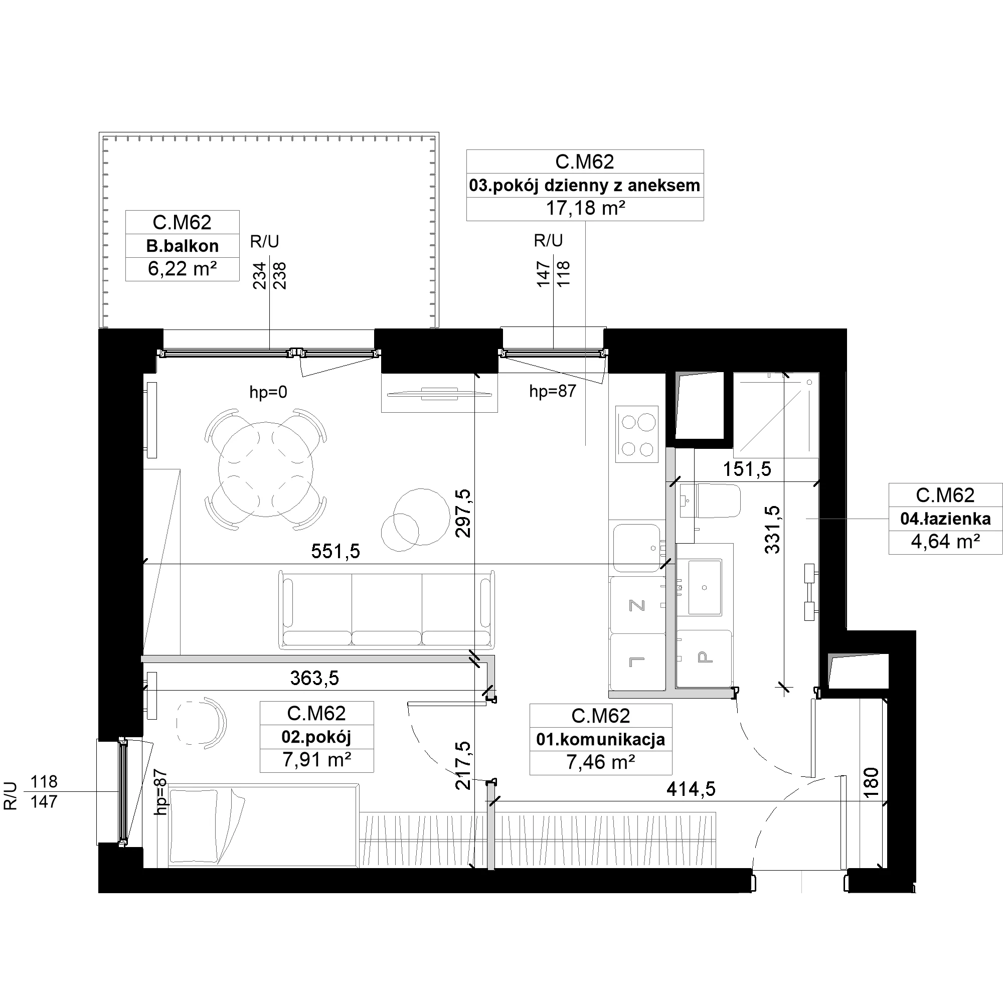 2 pokoje, mieszkanie 37,19 m², piętro 2, oferta nr C.M62, No to Naramowice, Poznań, Naramowice, Naramowice, ul. Maków Polnych