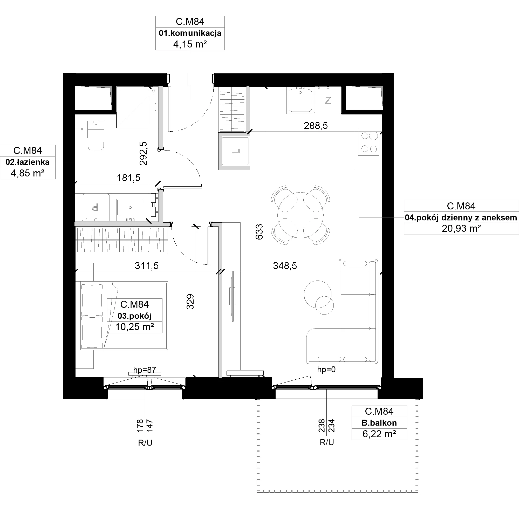 2 pokoje, mieszkanie 40,18 m², piętro 3, oferta nr C.M84, No to Naramowice, Poznań, Naramowice, Naramowice, ul. Maków Polnych