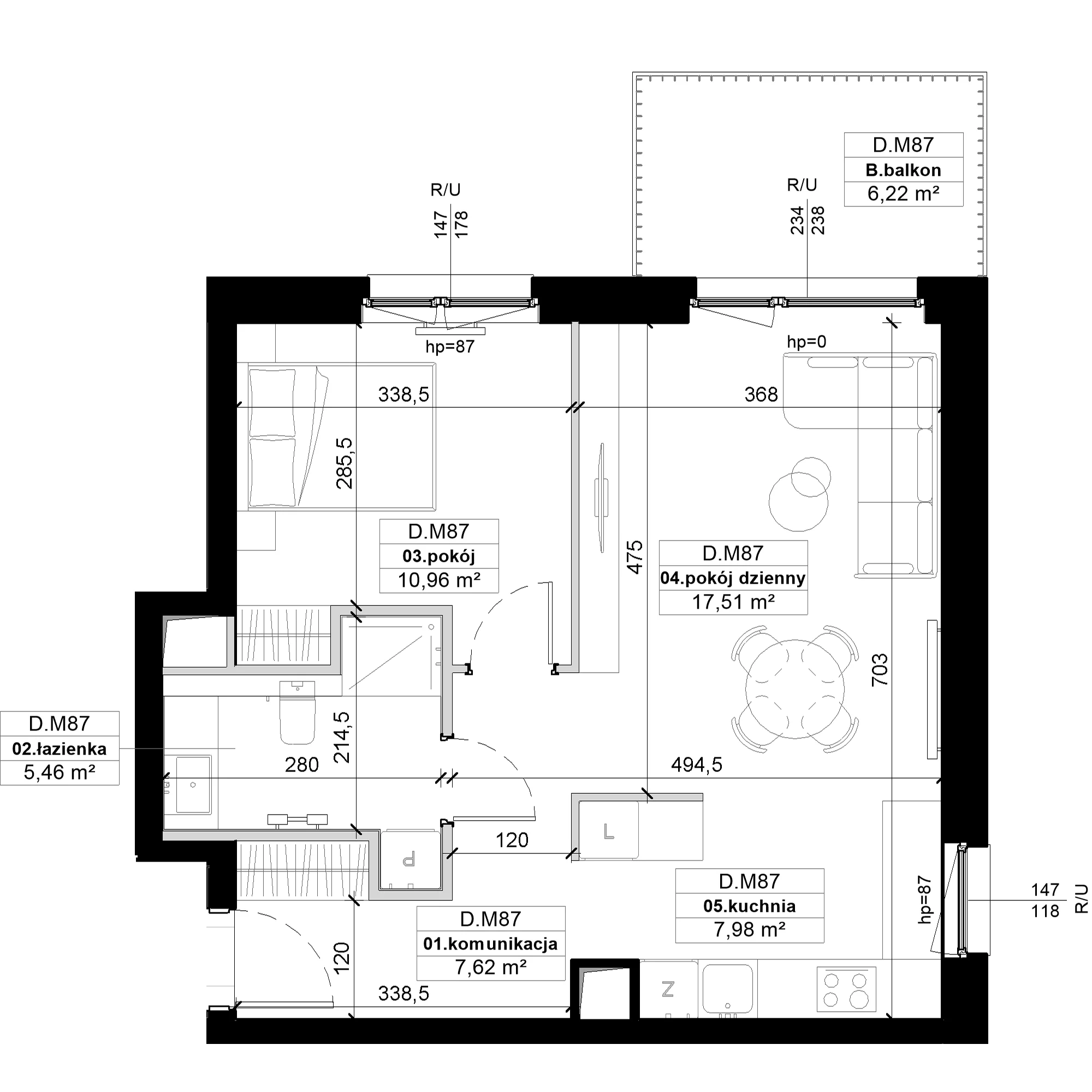 2 pokoje, mieszkanie 49,53 m², piętro 3, oferta nr D.M87, No to Naramowice, Poznań, Naramowice, Naramowice, ul. Maków Polnych