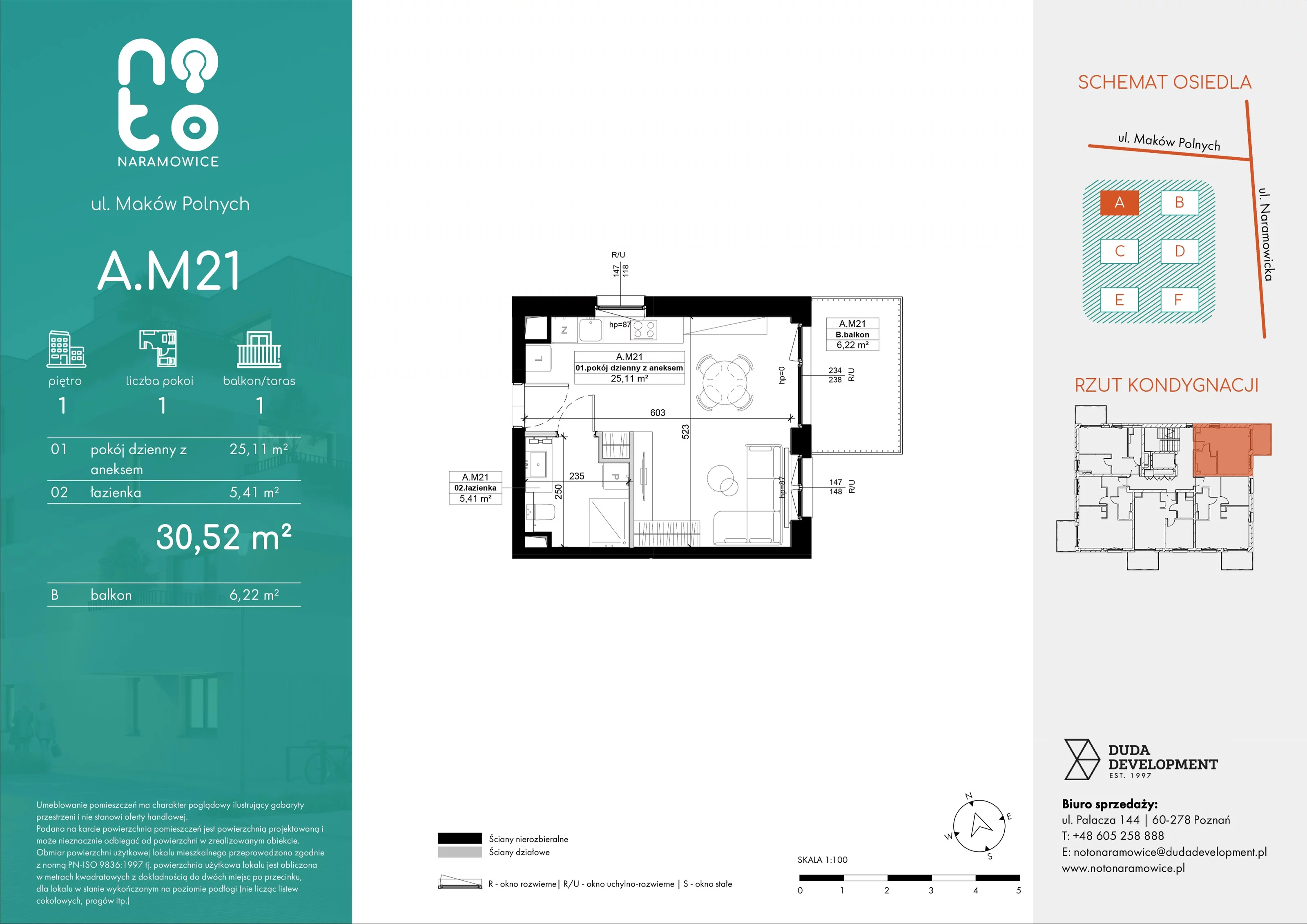 Mieszkanie 30,52 m², piętro 1, oferta nr A/M21, No to Naramowice, Poznań, Naramowice, Naramowice, ul. Maków Polnych