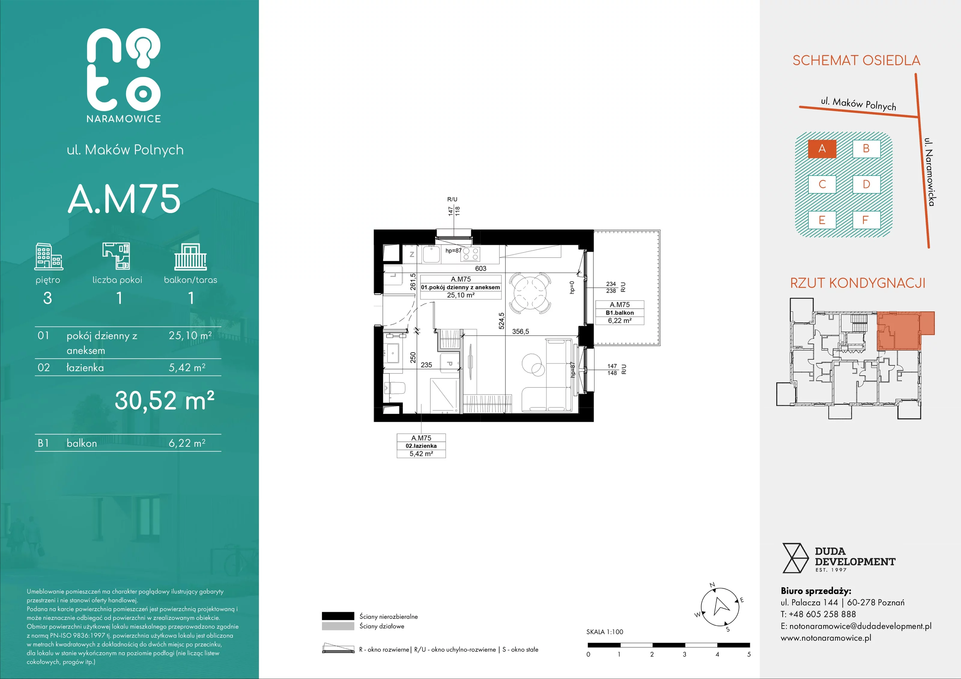 Mieszkanie 30,52 m², piętro 3, oferta nr A/M75, No to Naramowice, Poznań, Naramowice, Naramowice, ul. Maków Polnych