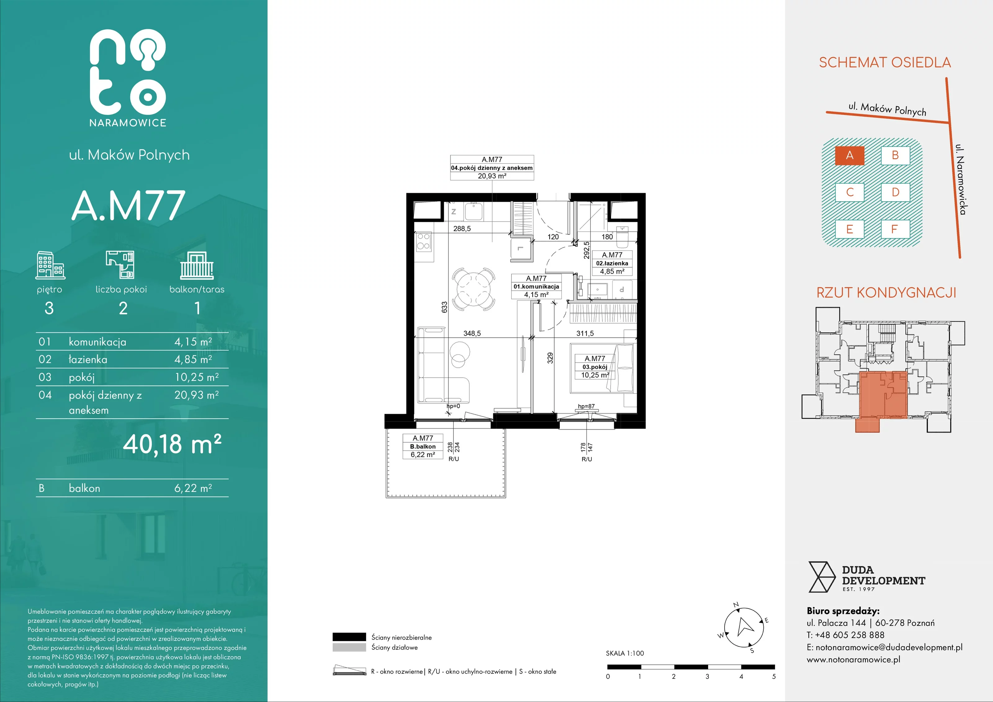 Mieszkanie 40,18 m², piętro 3, oferta nr A/M77 , No to Naramowice, Poznań, Naramowice, Naramowice, ul. Maków Polnych