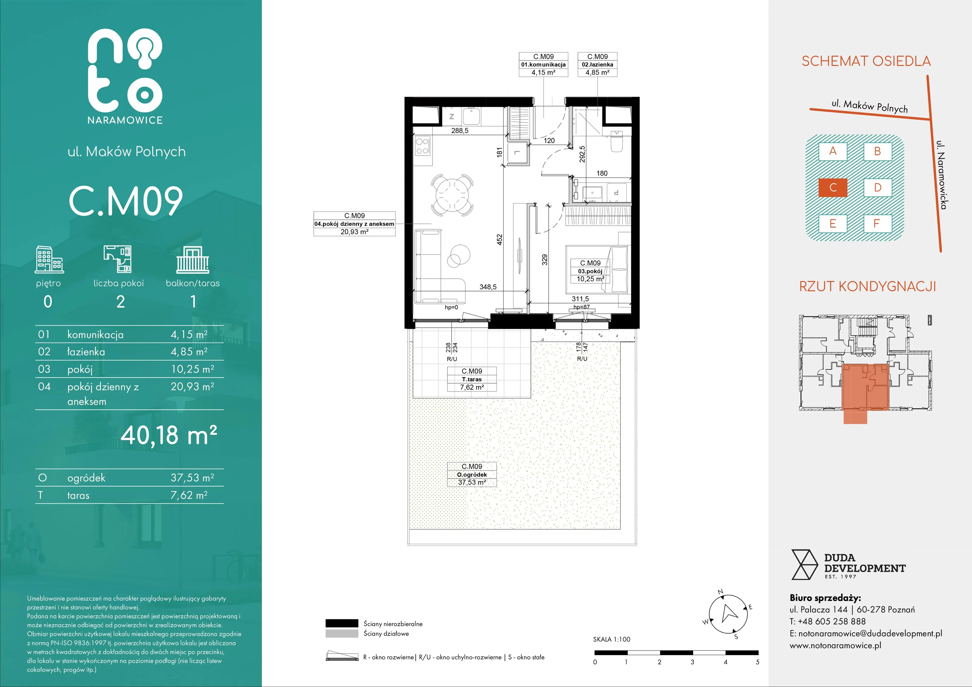 Mieszkanie 40,18 m², parter, oferta nr C/M09 , No to Naramowice, Poznań, Naramowice, Naramowice, ul. Maków Polnych