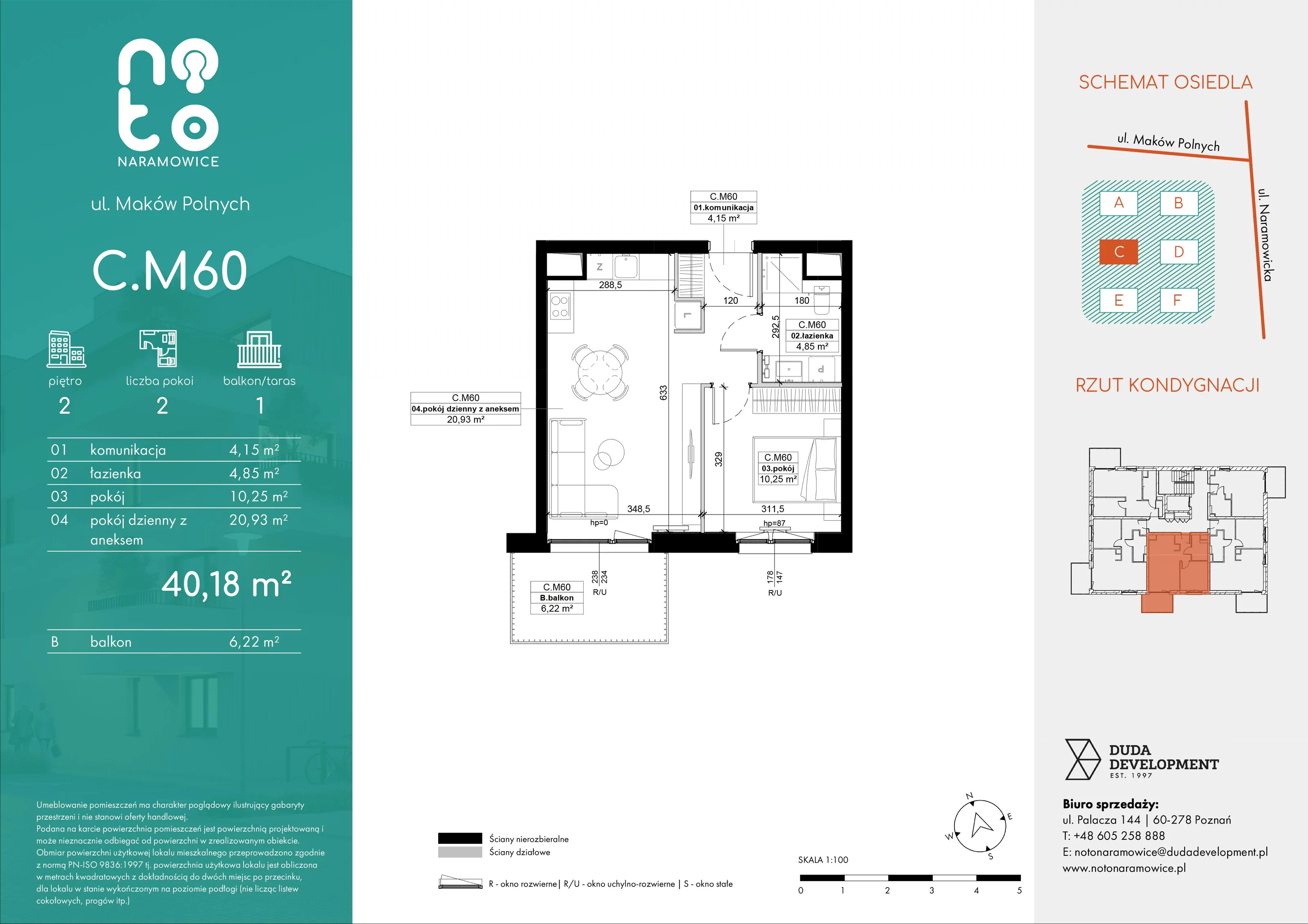 Mieszkanie 40,18 m², piętro 2, oferta nr C/M60 , No to Naramowice, Poznań, Naramowice, Naramowice, ul. Maków Polnych