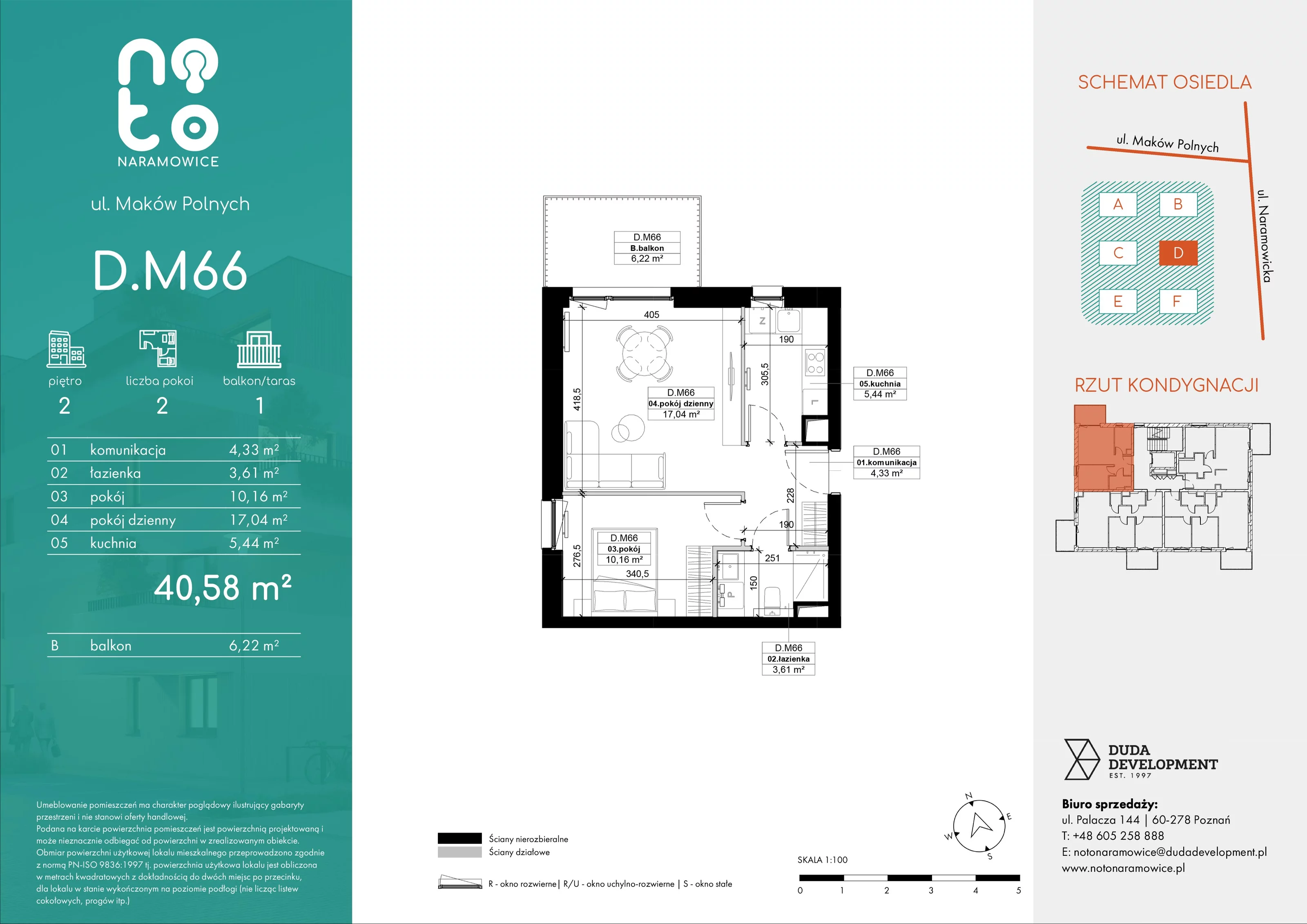 Mieszkanie 40,58 m², piętro 2, oferta nr D/M66 , No to Naramowice, Poznań, Naramowice, Naramowice, ul. Maków Polnych