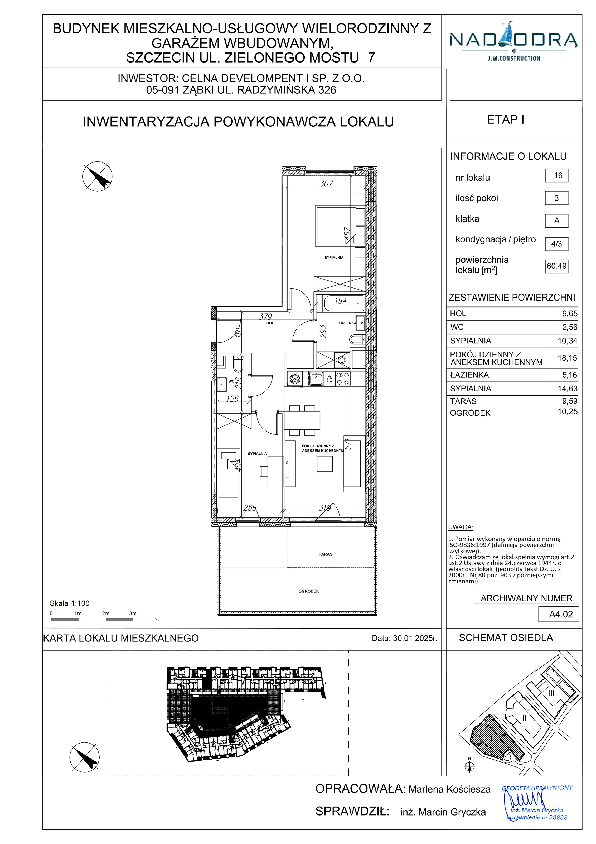 3 pokoje, mieszkanie 60,49 m², piętro 3, oferta nr A4.02, Nad Odrą, Szczecin, Śródmieście, Łasztownia, ul. Celna 4