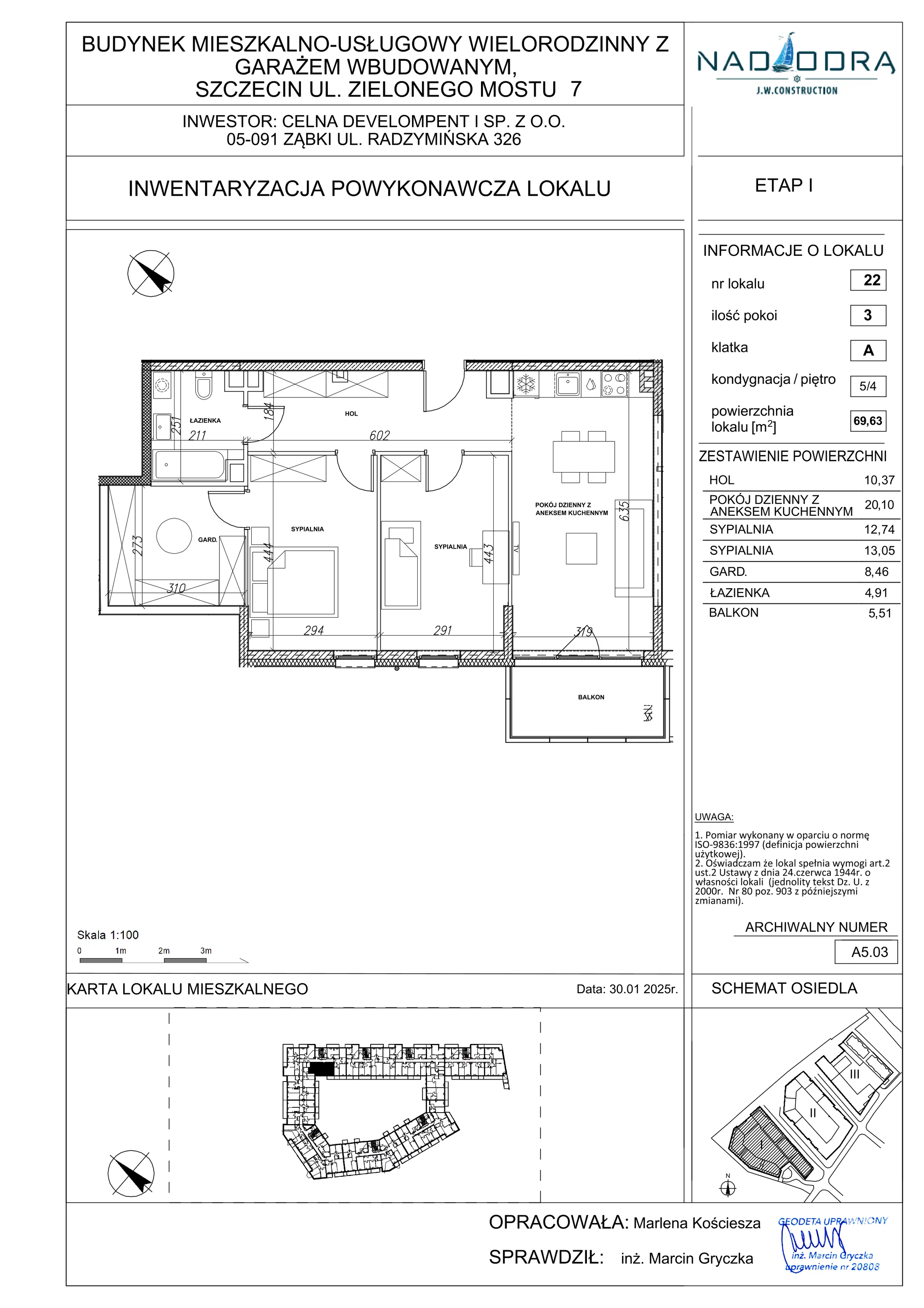 3 pokoje, apartament 69,63 m², piętro 4, oferta nr A5.03, Nad Odrą, Szczecin, Śródmieście, Łasztownia, ul. Celna 4