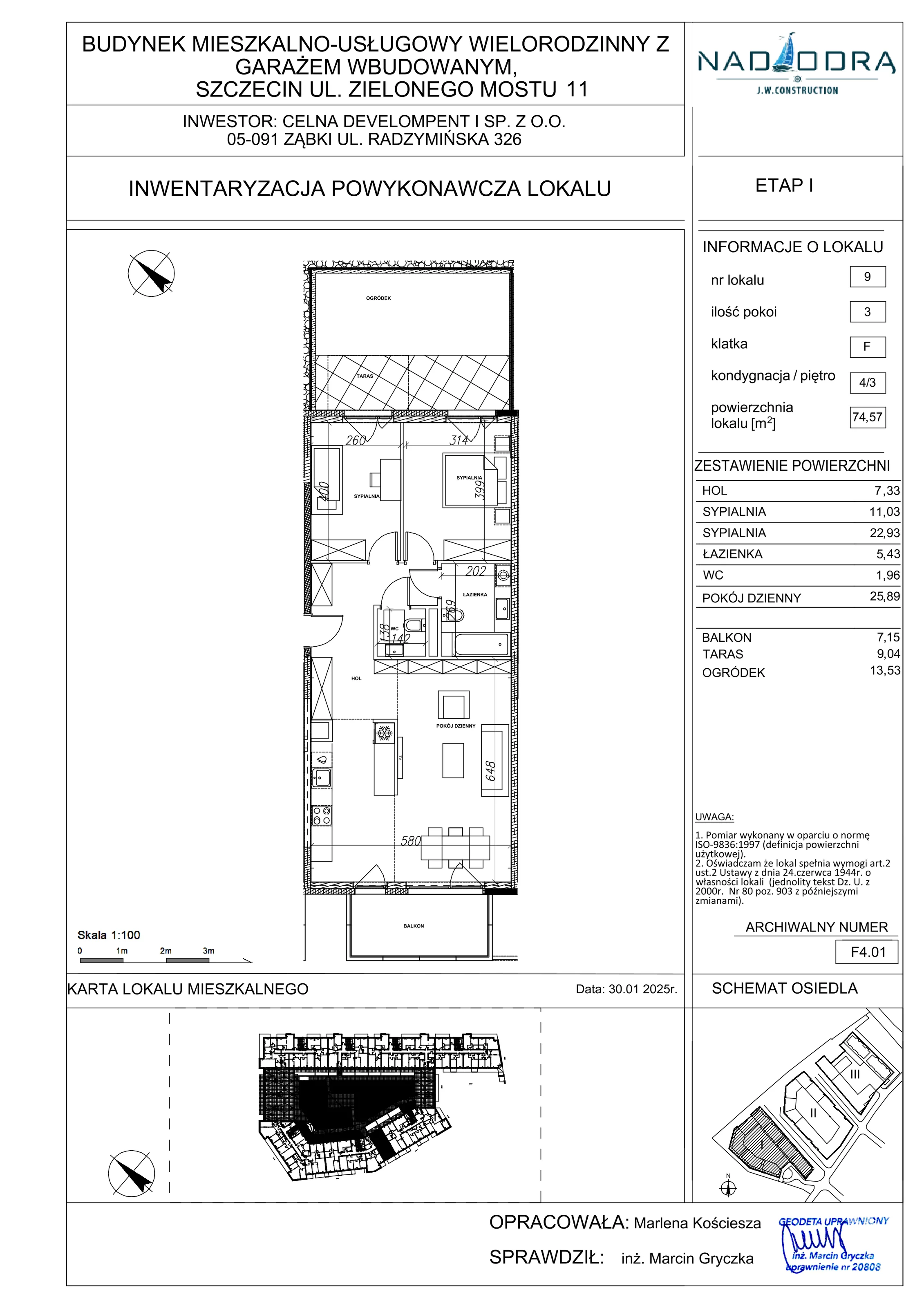 3 pokoje, apartament 74,57 m², piętro 3, oferta nr F4.01, Nad Odrą, Szczecin, Śródmieście, Łasztownia, ul. Celna 4