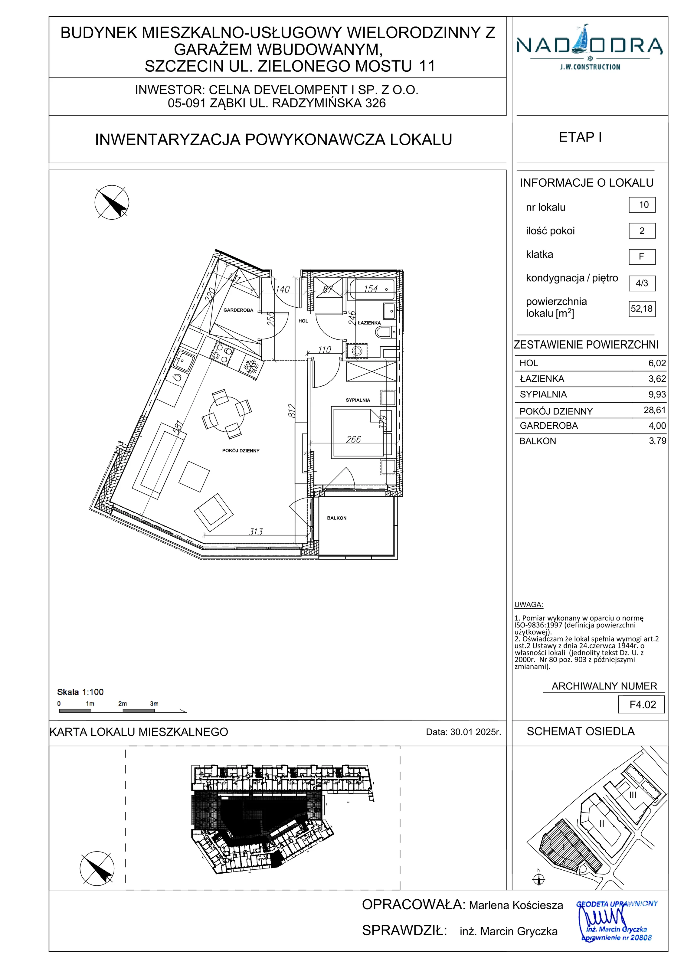 2 pokoje, apartament 52,18 m², piętro 3, oferta nr F4.02, Nad Odrą, Szczecin, Śródmieście, Łasztownia, ul. Celna 4