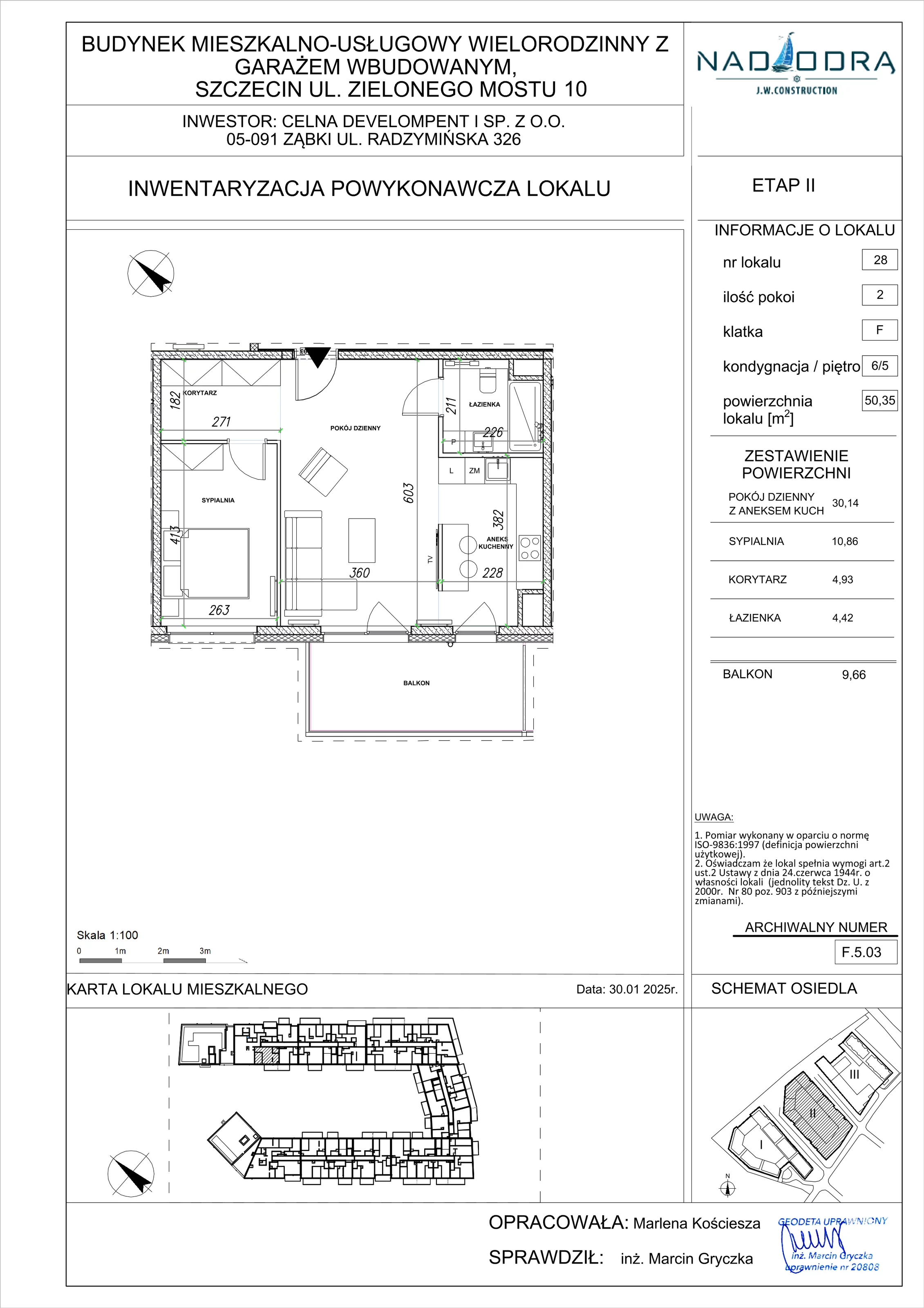 2 pokoje, apartament 50,35 m², piętro 5, oferta nr F.5.03, Nad Odrą, Szczecin, Śródmieście, Łasztownia, ul. Celna 4