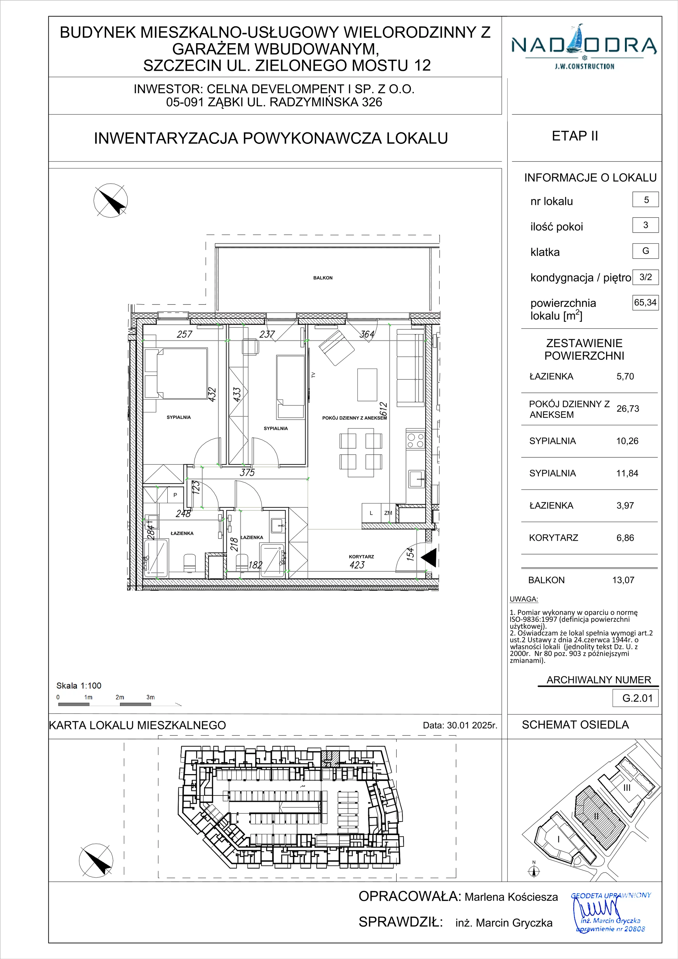 3 pokoje, mieszkanie 65,36 m², piętro 2, oferta nr G.2.01, Nad Odrą, Szczecin, Śródmieście, Łasztownia, ul. Celna 4