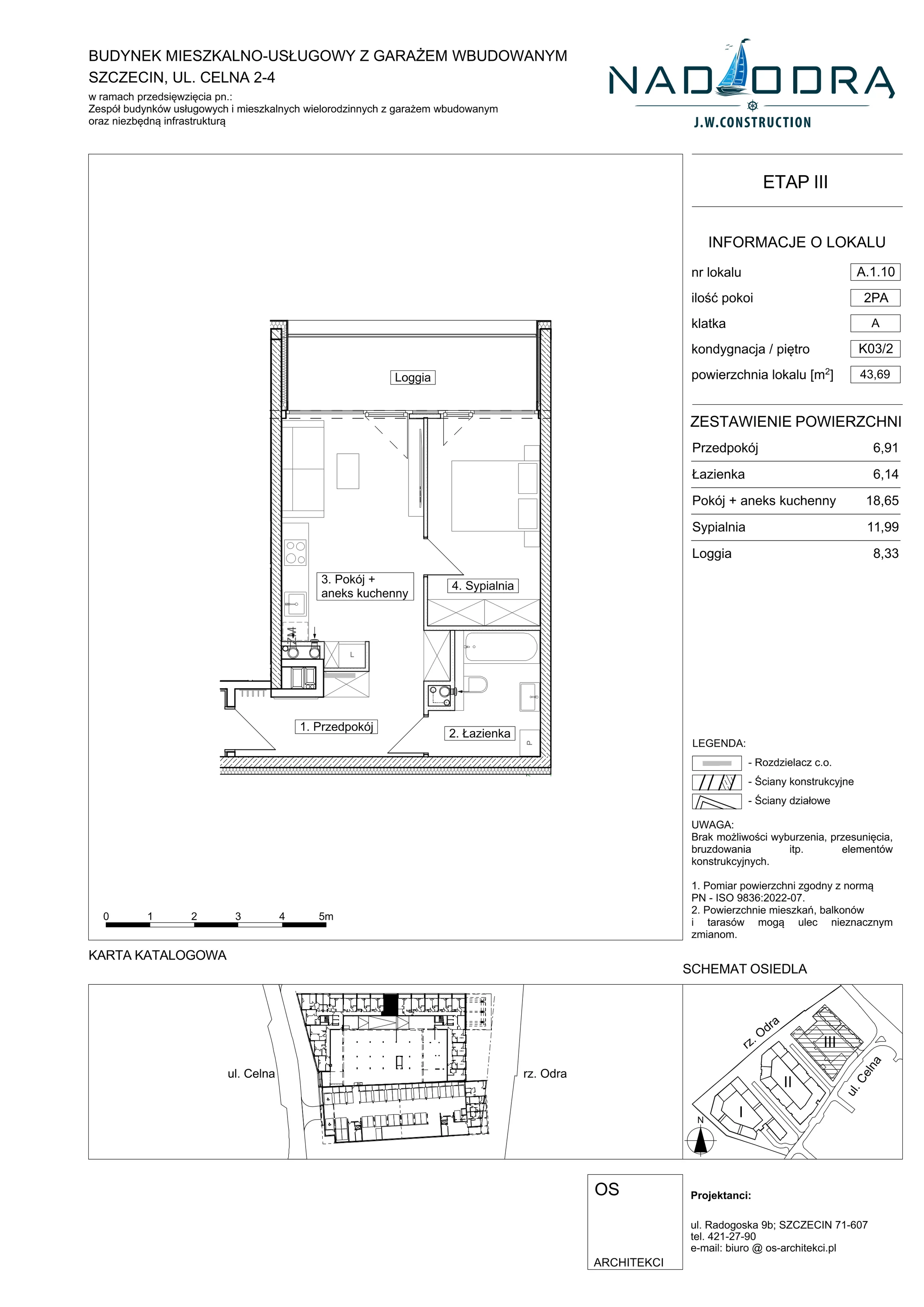 2 pokoje, mieszkanie 43,69 m², piętro 2, oferta nr A110, Nad Odrą, Szczecin, Śródmieście, Łasztownia, ul. Celna 4