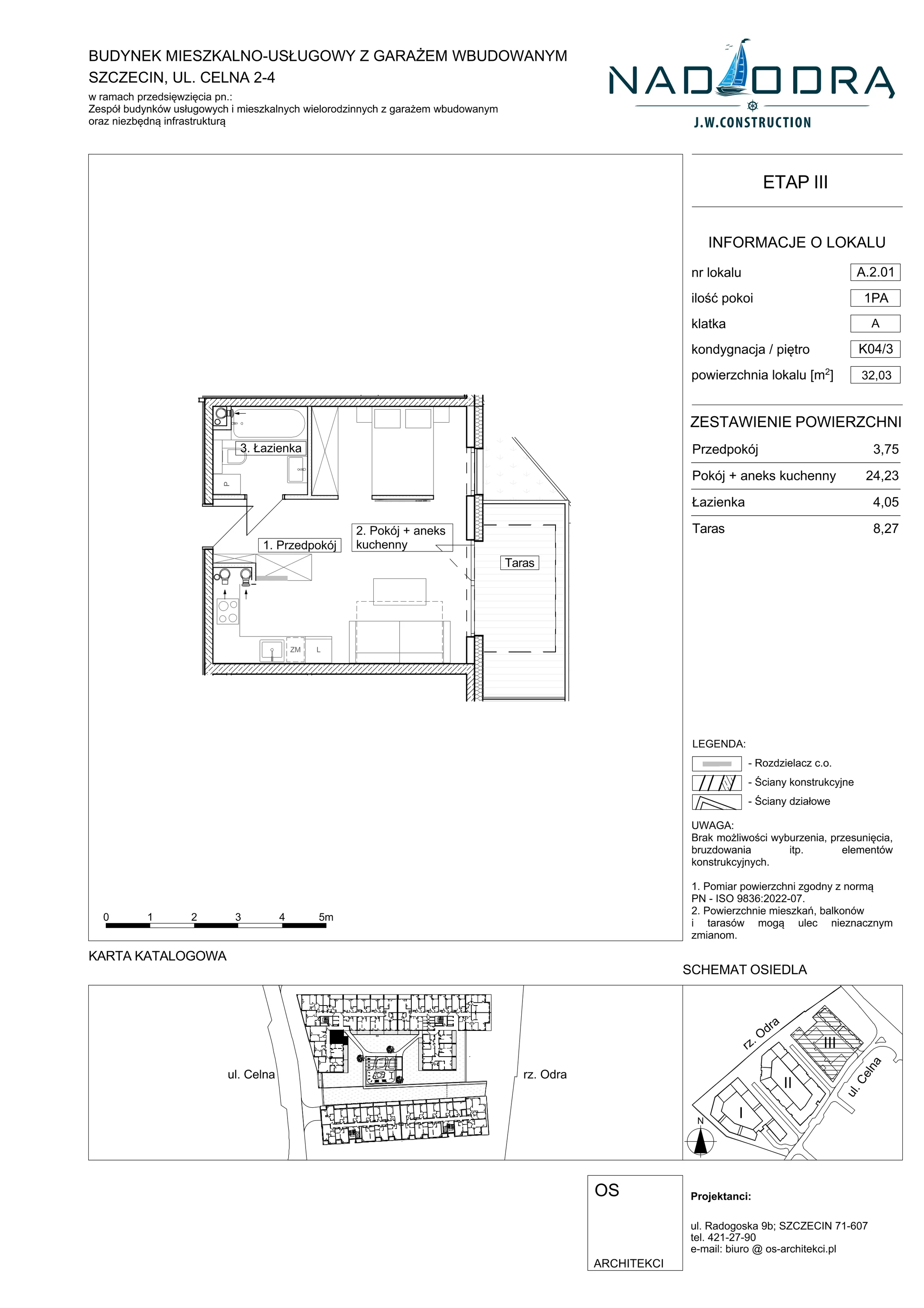 1 pokój, mieszkanie 32,03 m², piętro 3, oferta nr A201, Nad Odrą, Szczecin, Śródmieście, Łasztownia, ul. Celna 4