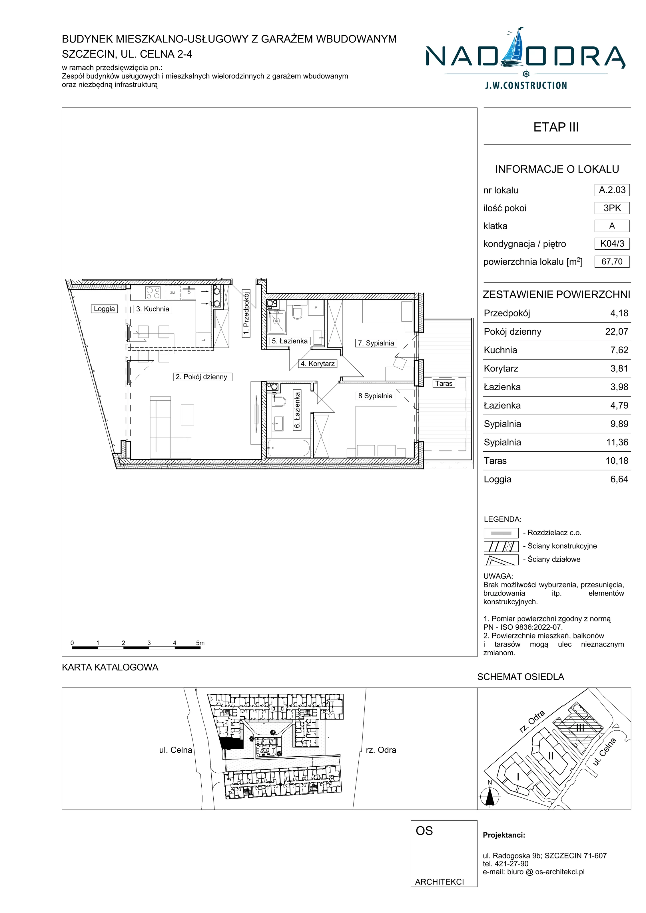 3 pokoje, apartament 67,70 m², piętro 3, oferta nr A203, Nad Odrą, Szczecin, Śródmieście, Łasztownia, ul. Celna 4