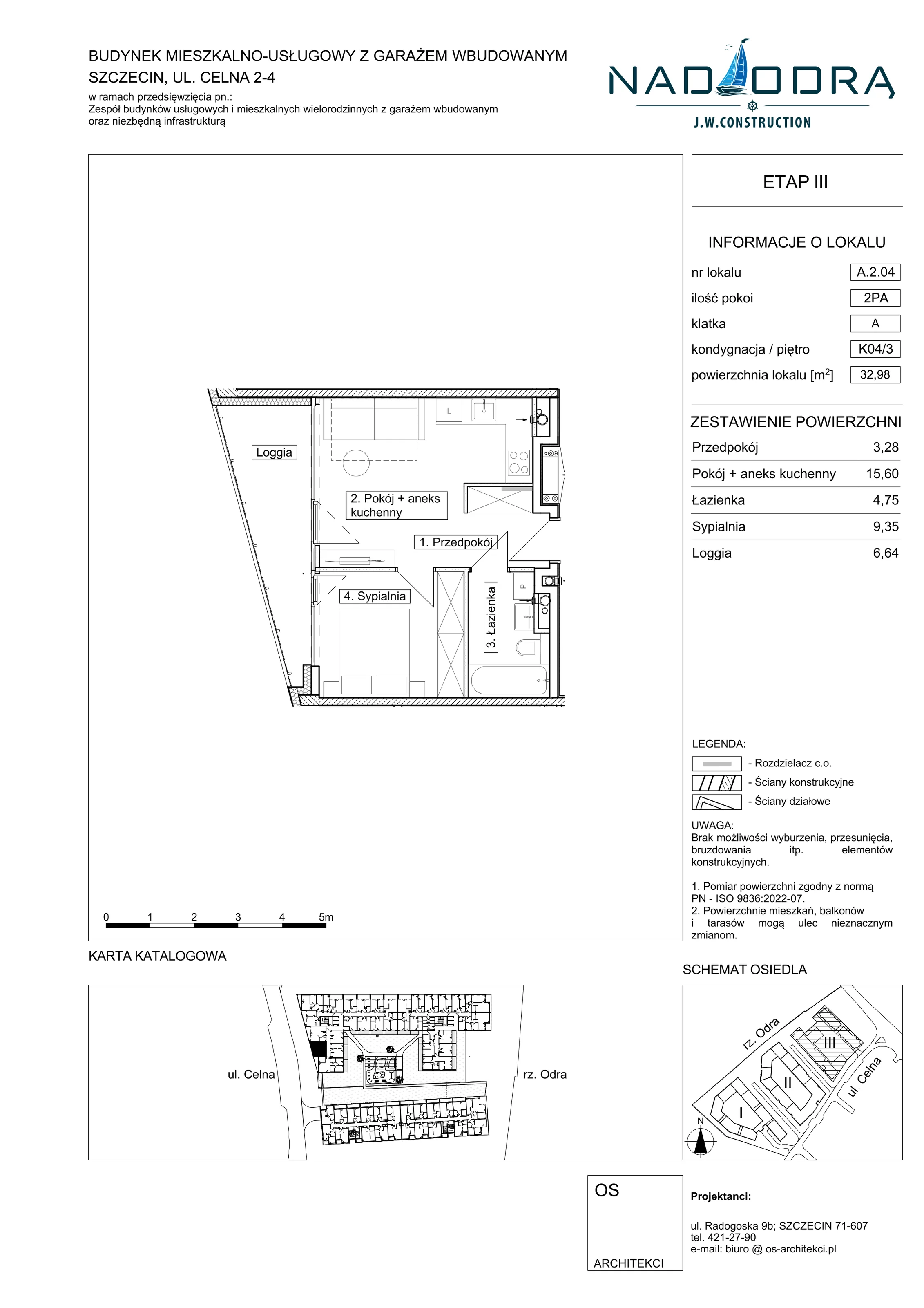 2 pokoje, mieszkanie 32,98 m², piętro 3, oferta nr A204, Nad Odrą, Szczecin, Śródmieście, Łasztownia, ul. Celna 4