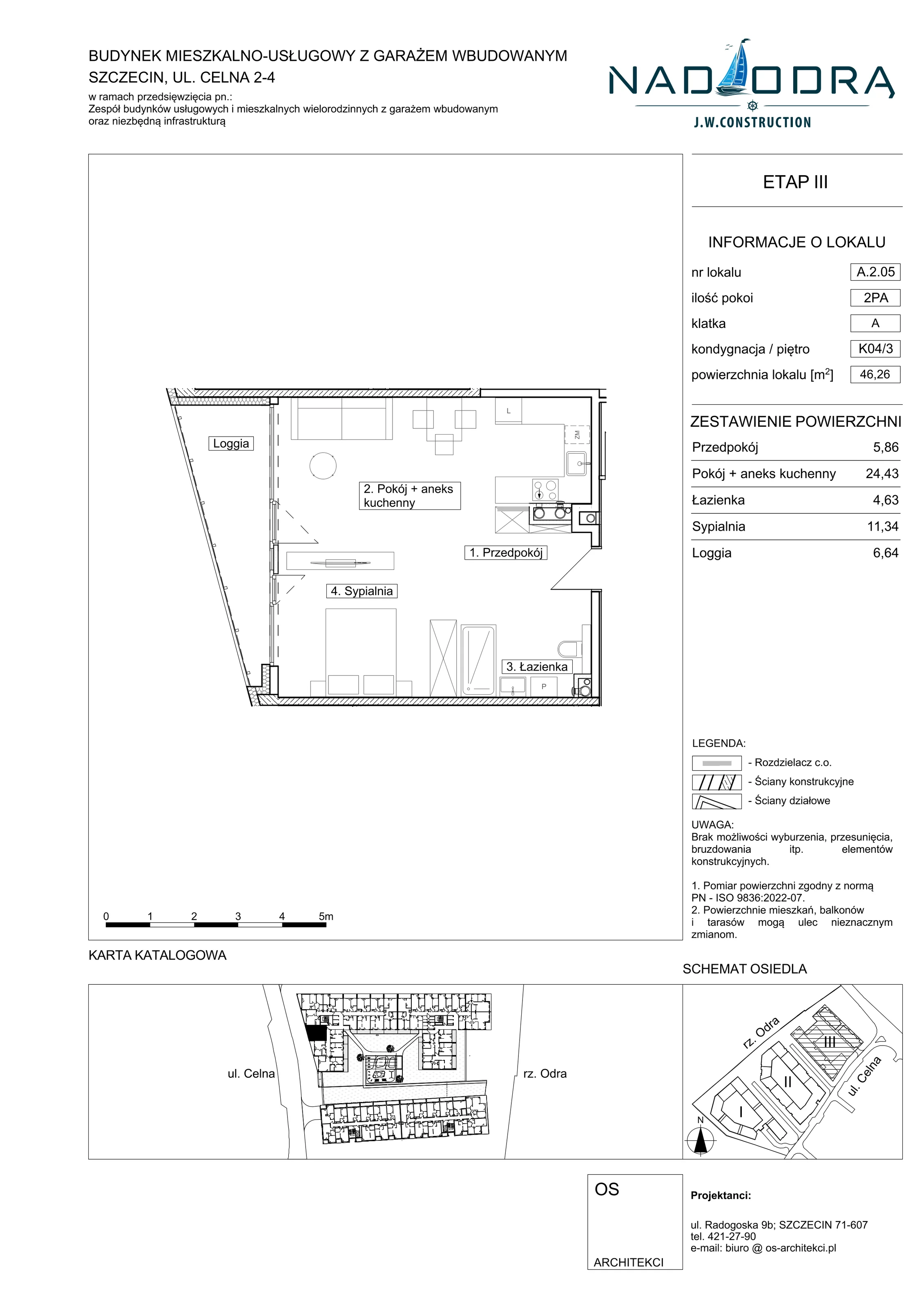 2 pokoje, mieszkanie 46,26 m², piętro 3, oferta nr A205, Nad Odrą, Szczecin, Śródmieście, Łasztownia, ul. Celna 4