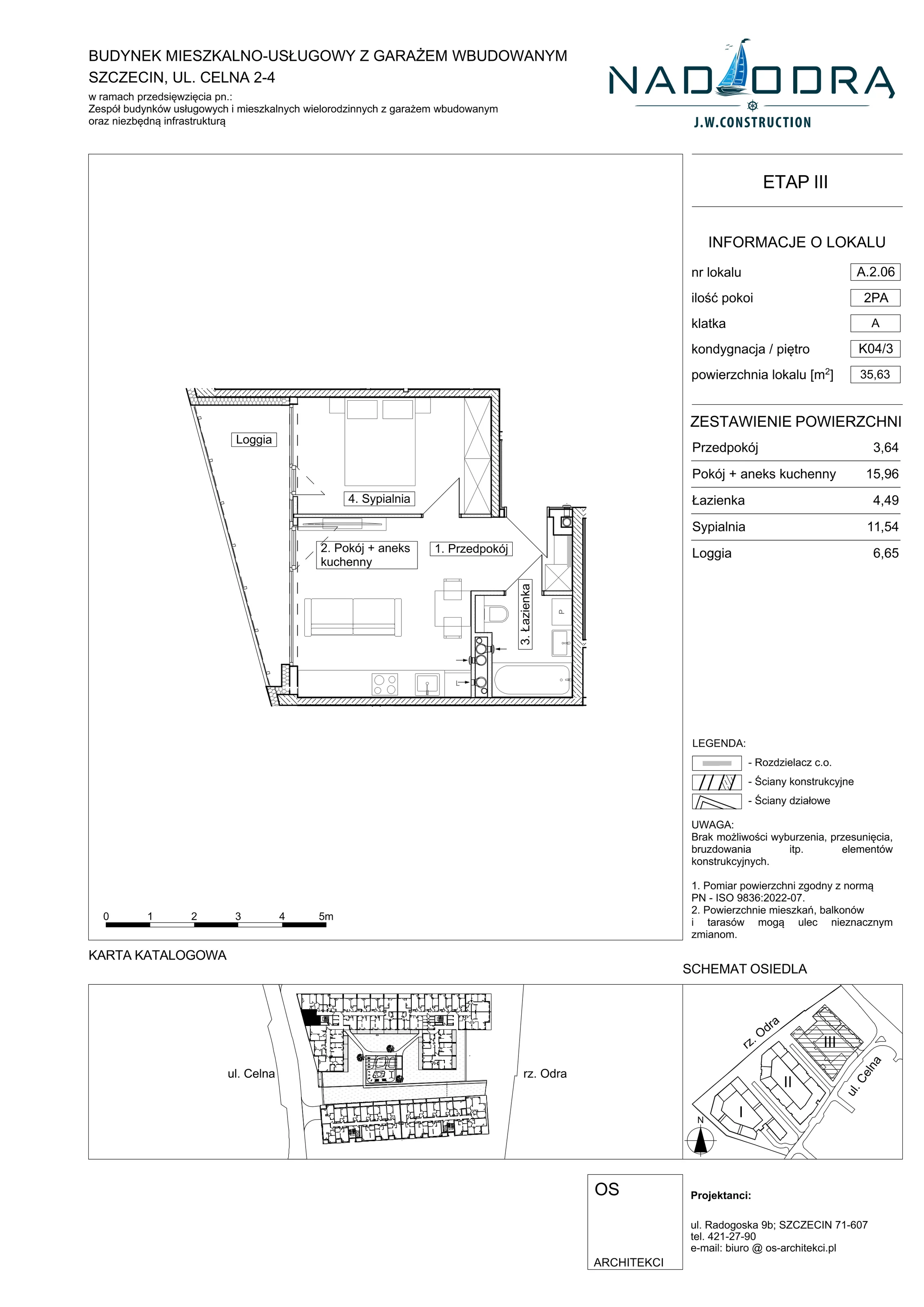 2 pokoje, mieszkanie 35,63 m², piętro 3, oferta nr A206, Nad Odrą, Szczecin, Śródmieście, Łasztownia, ul. Celna 4