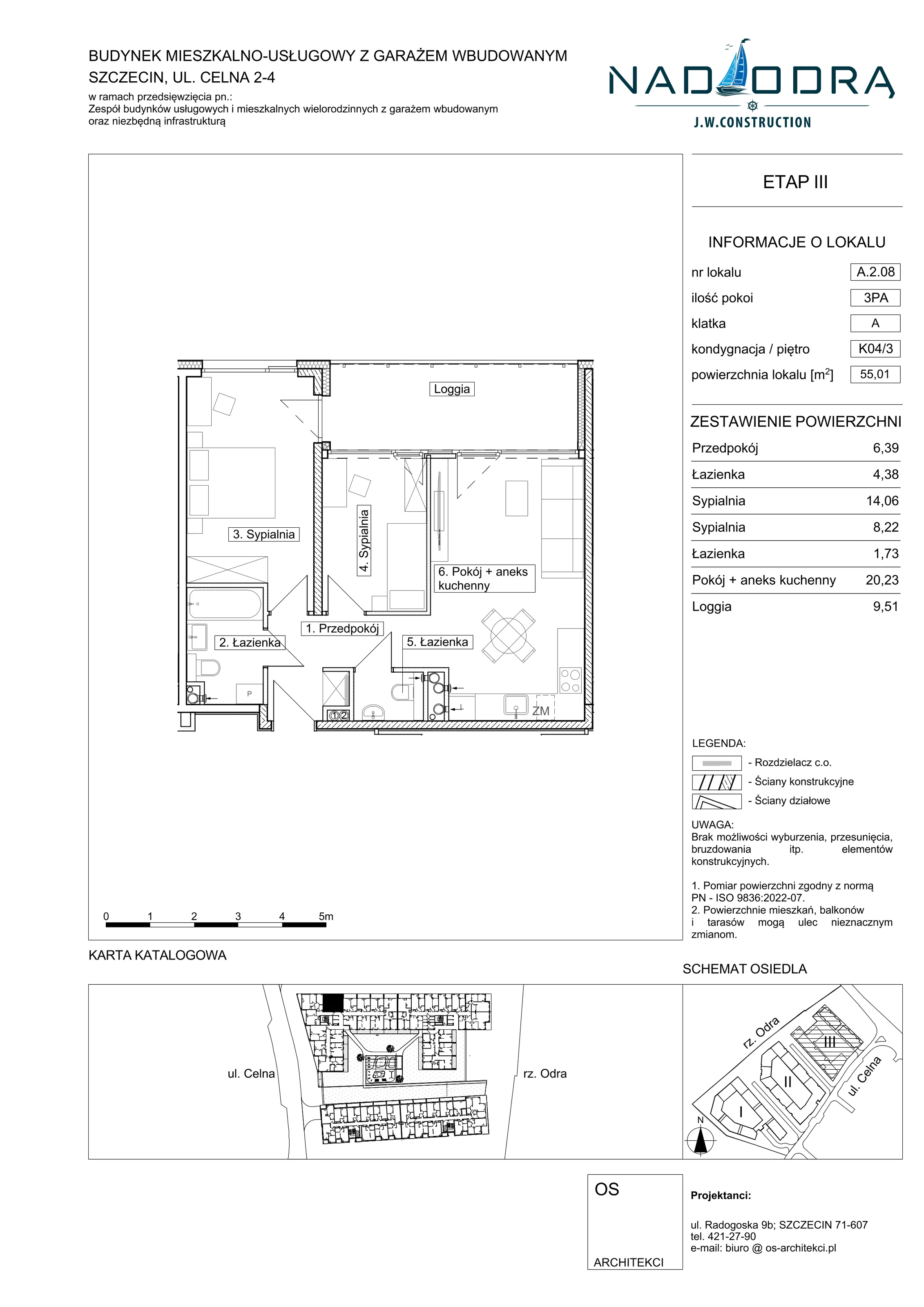 3 pokoje, apartament 55,01 m², piętro 3, oferta nr A208, Nad Odrą, Szczecin, Śródmieście, Łasztownia, ul. Celna 4