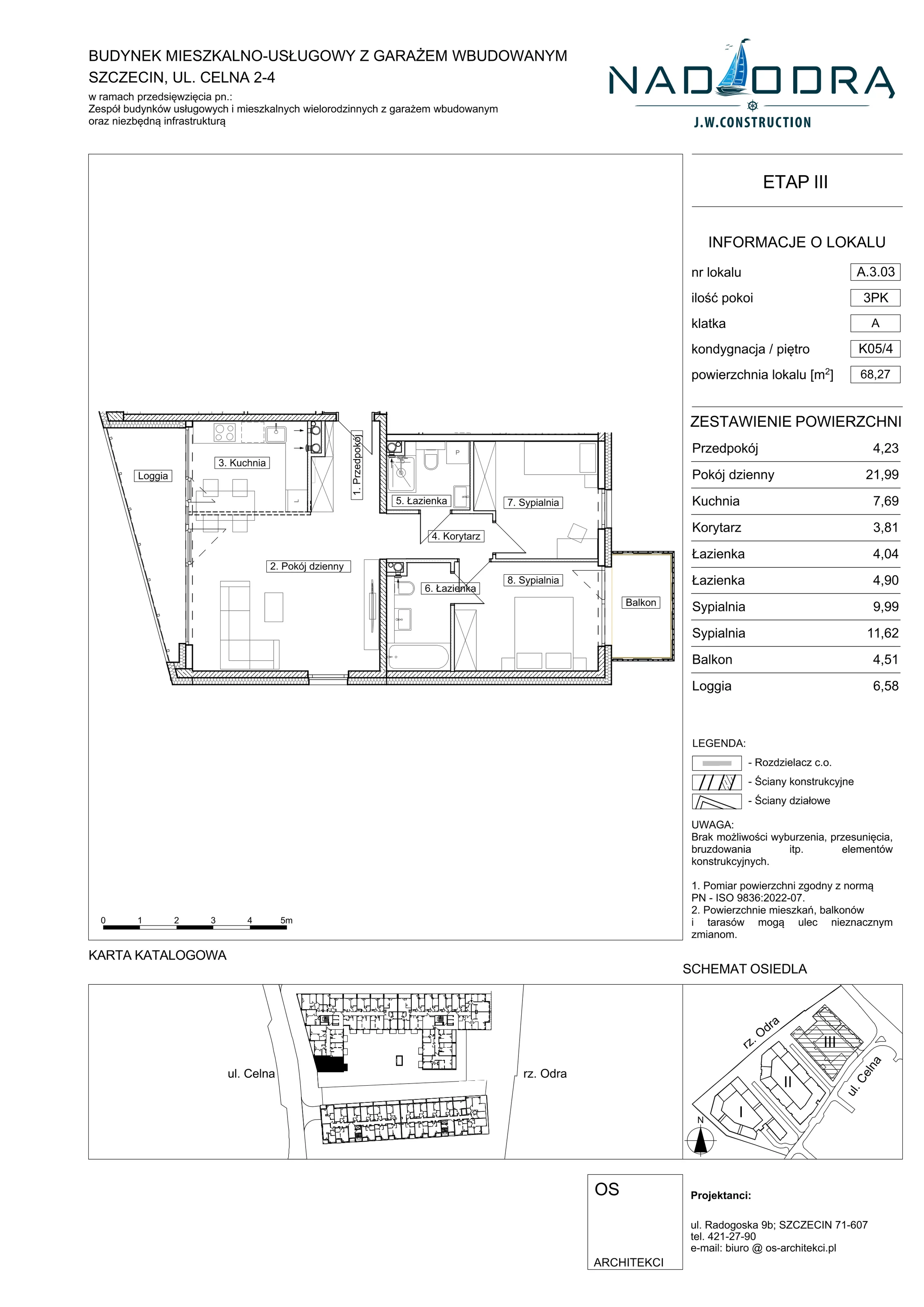 3 pokoje, apartament 68,27 m², piętro 4, oferta nr A303, Nad Odrą, Szczecin, Śródmieście, Łasztownia, ul. Celna 4