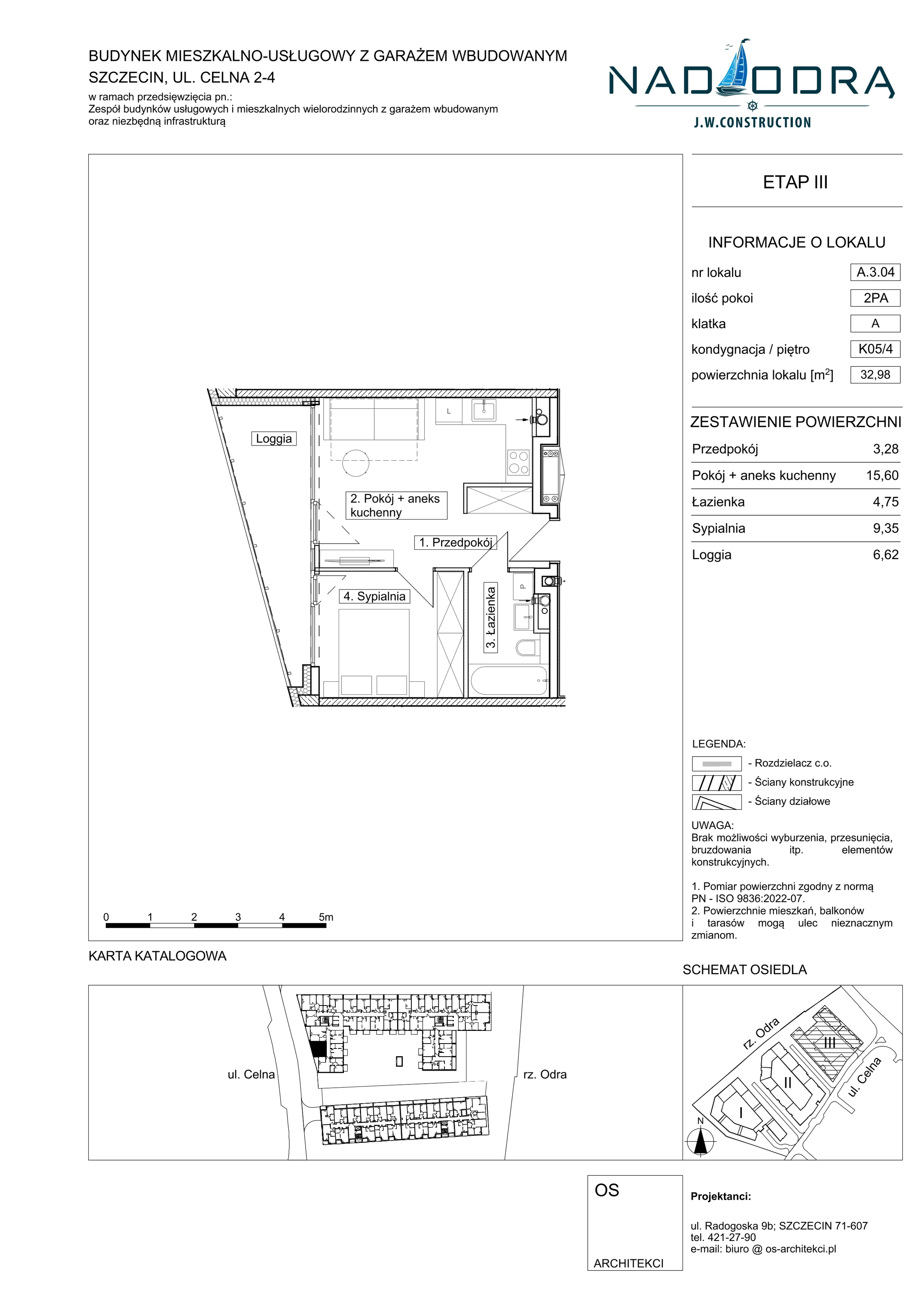 2 pokoje, mieszkanie 32,98 m², piętro 4, oferta nr A304, Nad Odrą, Szczecin, Śródmieście, Łasztownia, ul. Celna 4