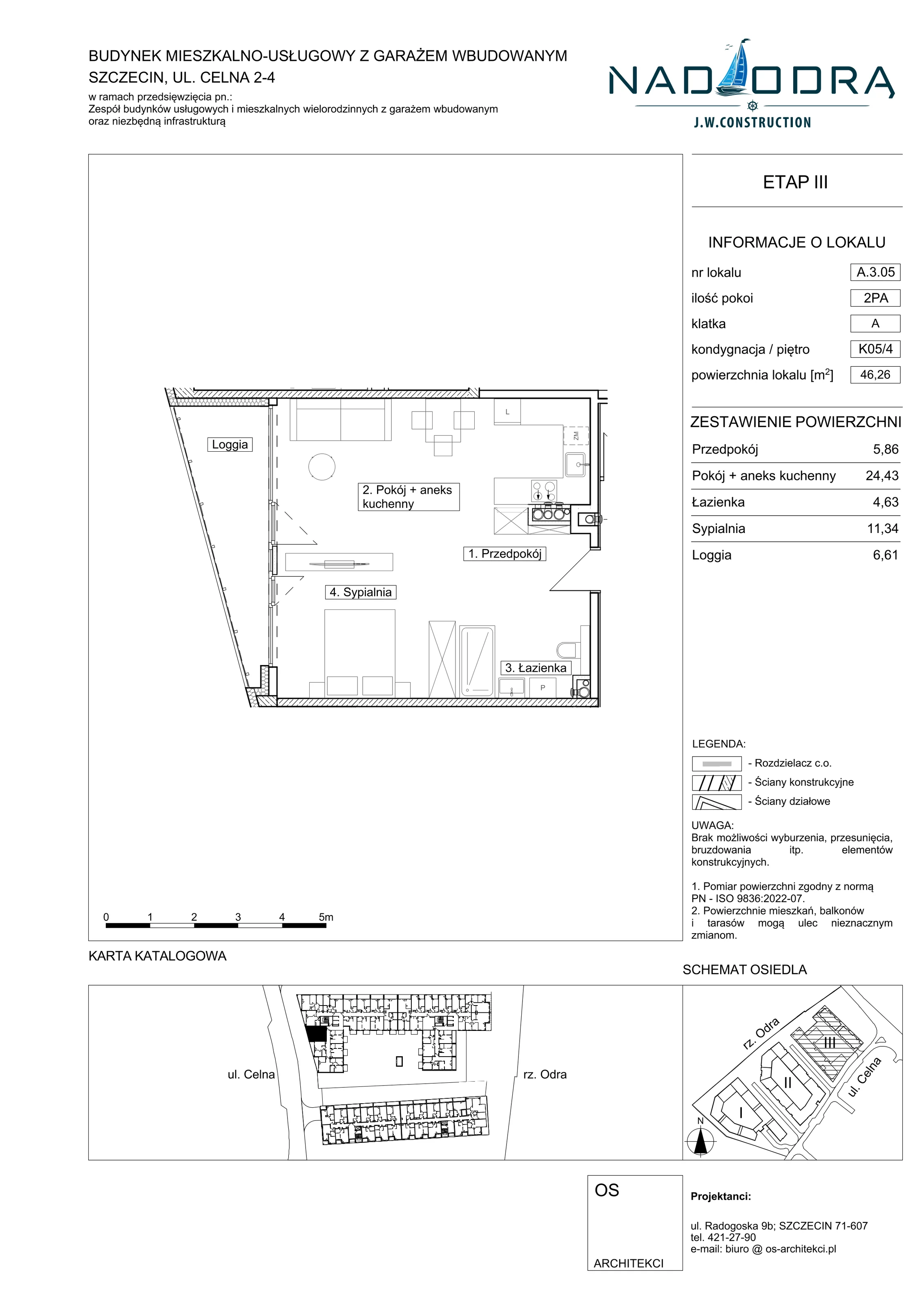 2 pokoje, mieszkanie 46,26 m², piętro 4, oferta nr A305, Nad Odrą, Szczecin, Śródmieście, Łasztownia, ul. Celna 4
