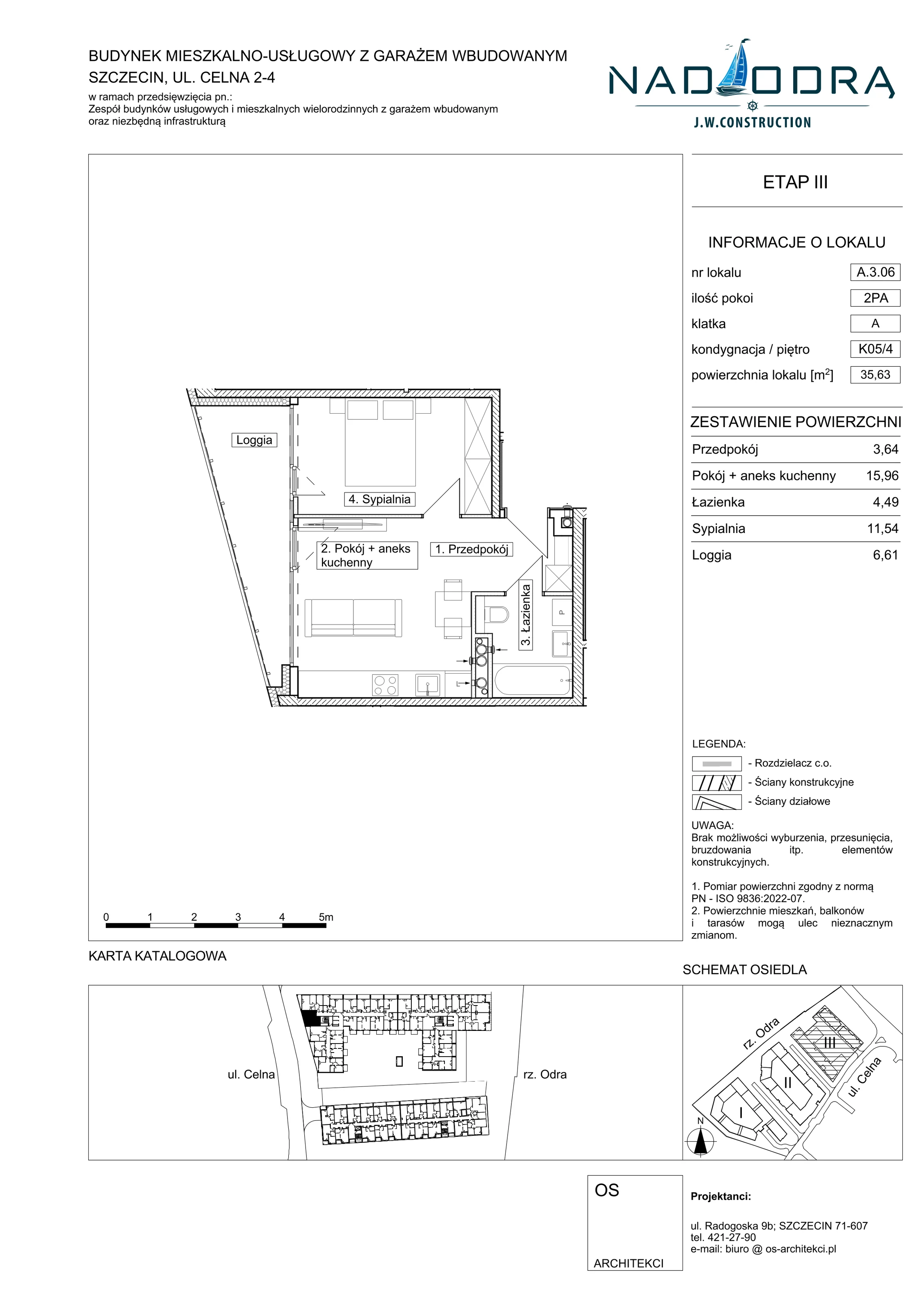 2 pokoje, mieszkanie 35,63 m², piętro 4, oferta nr A306, Nad Odrą, Szczecin, Śródmieście, Łasztownia, ul. Celna 4