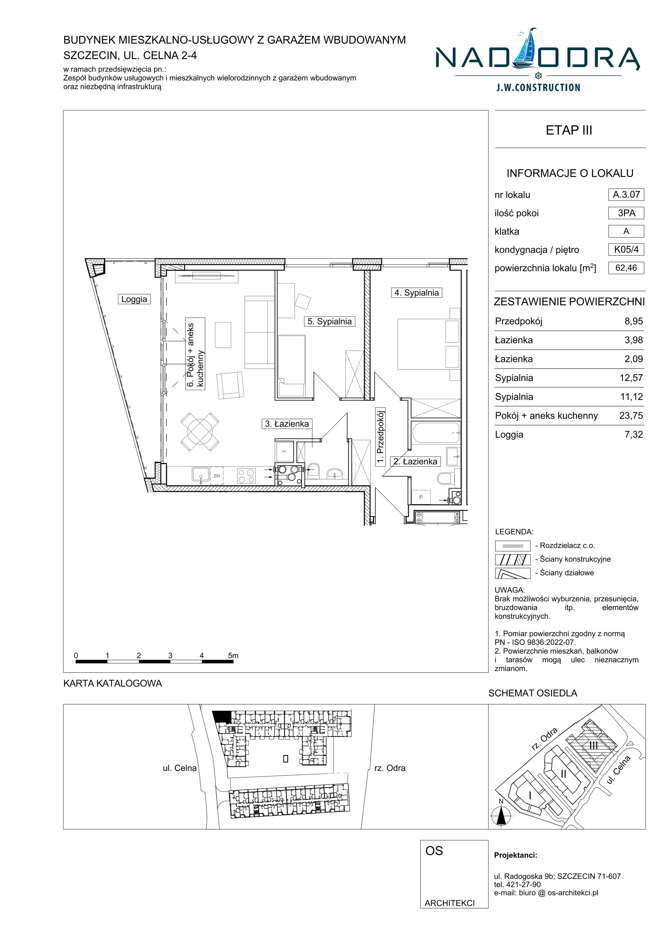 3 pokoje, mieszkanie 62,46 m², piętro 4, oferta nr A307, Nad Odrą, Szczecin, Śródmieście, Łasztownia, ul. Celna 4