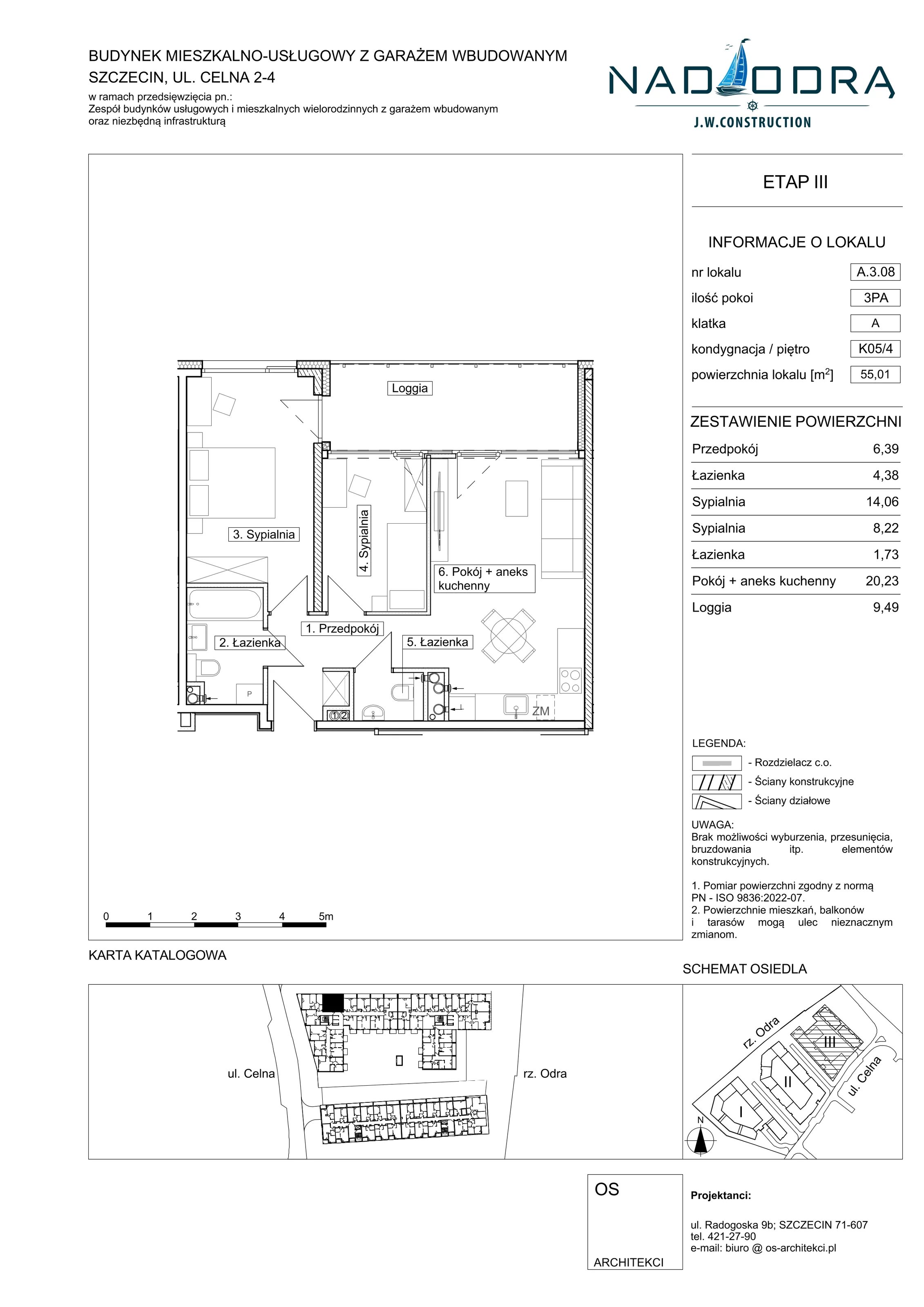 3 pokoje, apartament 55,01 m², piętro 4, oferta nr A308, Nad Odrą, Szczecin, Śródmieście, Łasztownia, ul. Celna 4