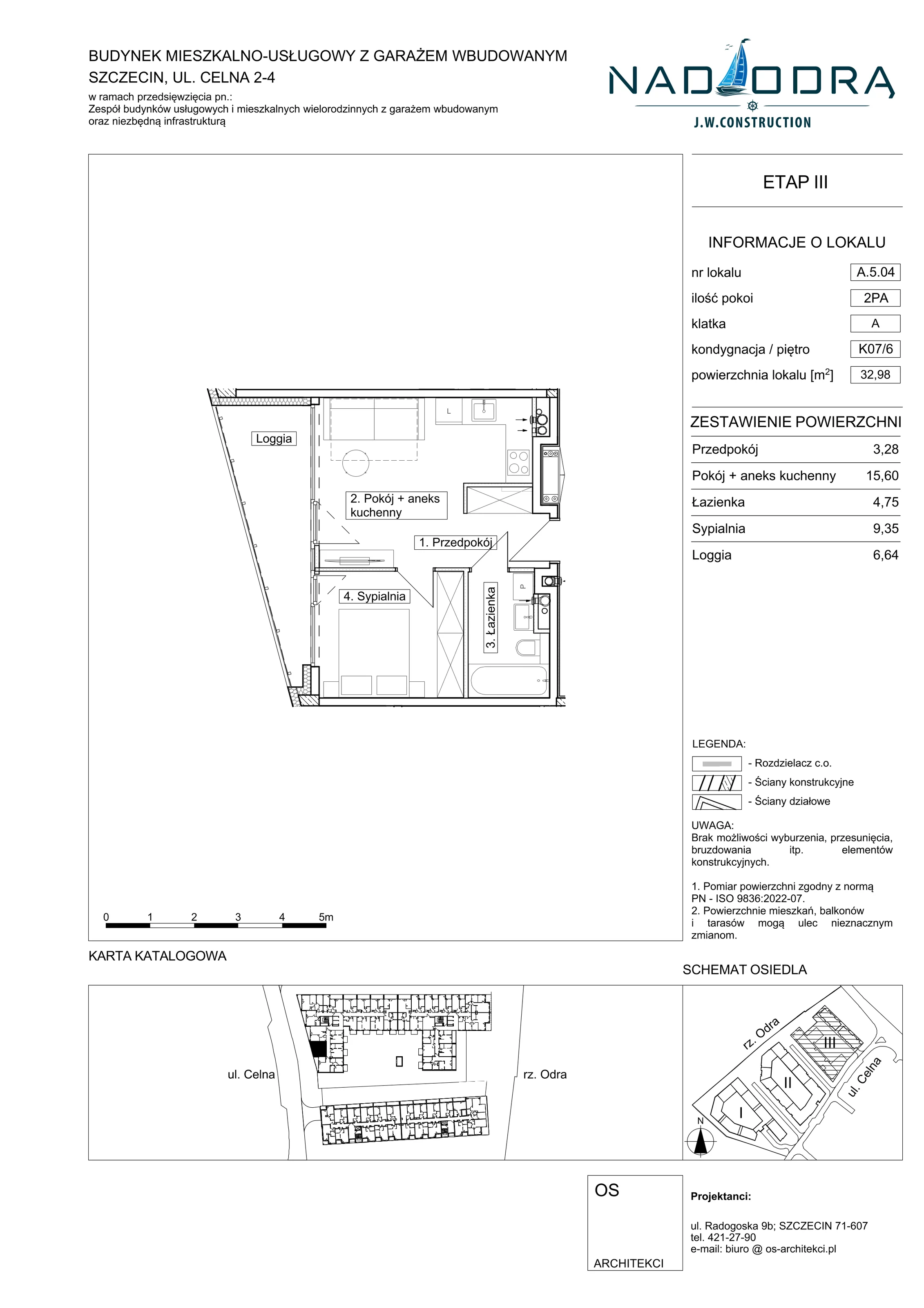 2 pokoje, mieszkanie 32,98 m², piętro 6, oferta nr A504, Nad Odrą, Szczecin, Śródmieście, Łasztownia, ul. Celna 4