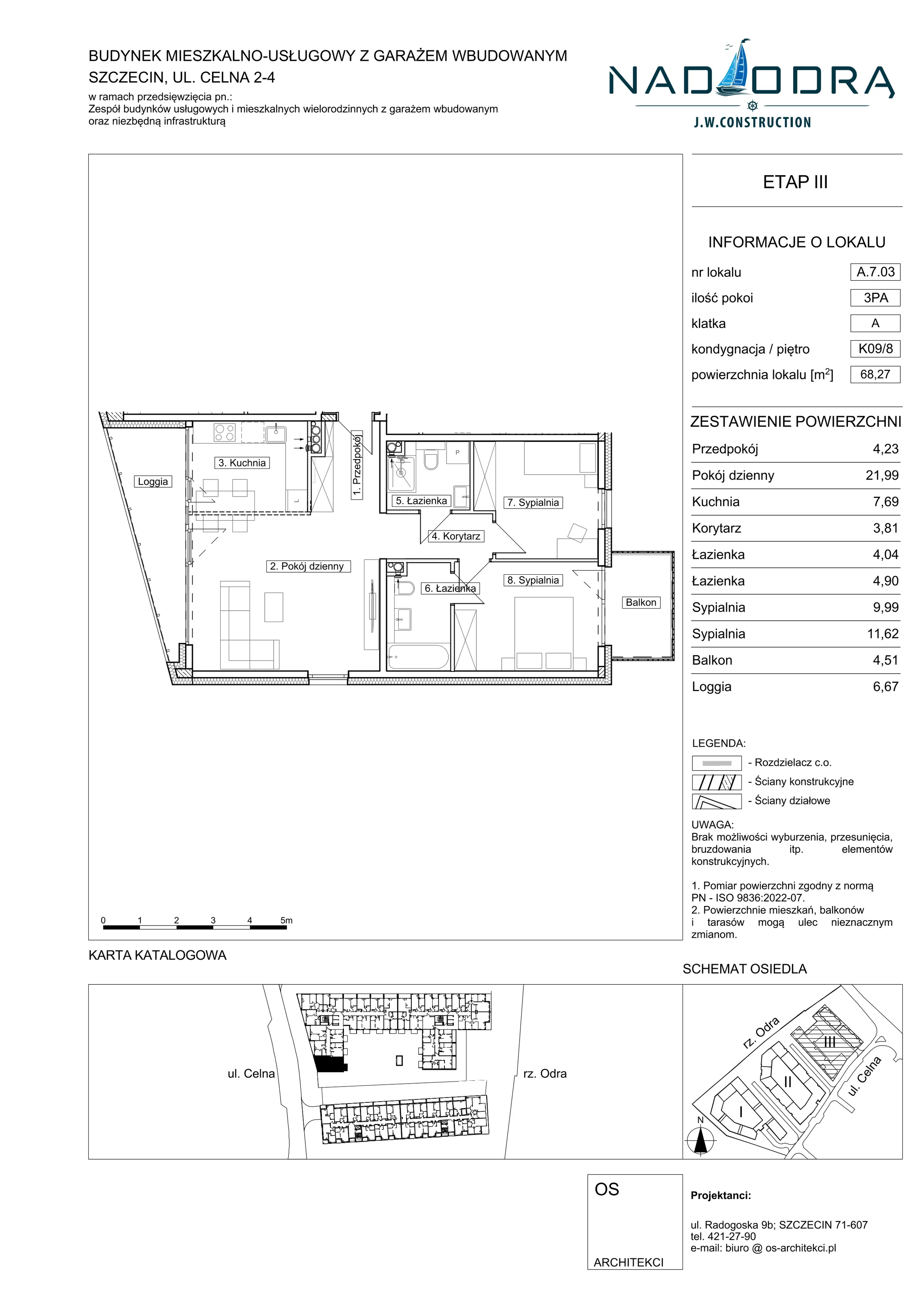 3 pokoje, mieszkanie 68,27 m², piętro 8, oferta nr A703, Nad Odrą, Szczecin, Śródmieście, Łasztownia, ul. Celna 4
