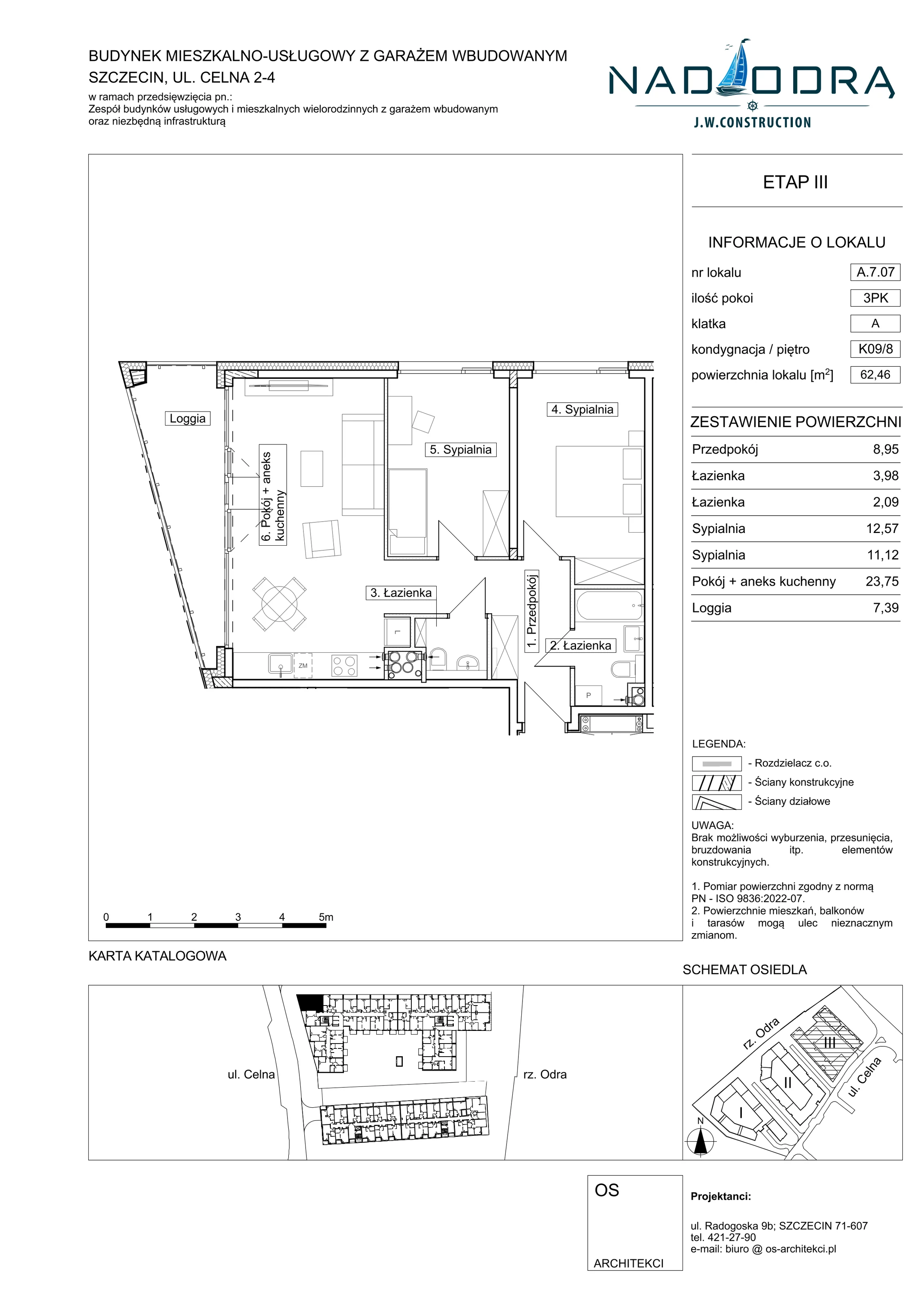 3 pokoje, mieszkanie 62,46 m², piętro 8, oferta nr A707, Nad Odrą, Szczecin, Śródmieście, Łasztownia, ul. Celna 4