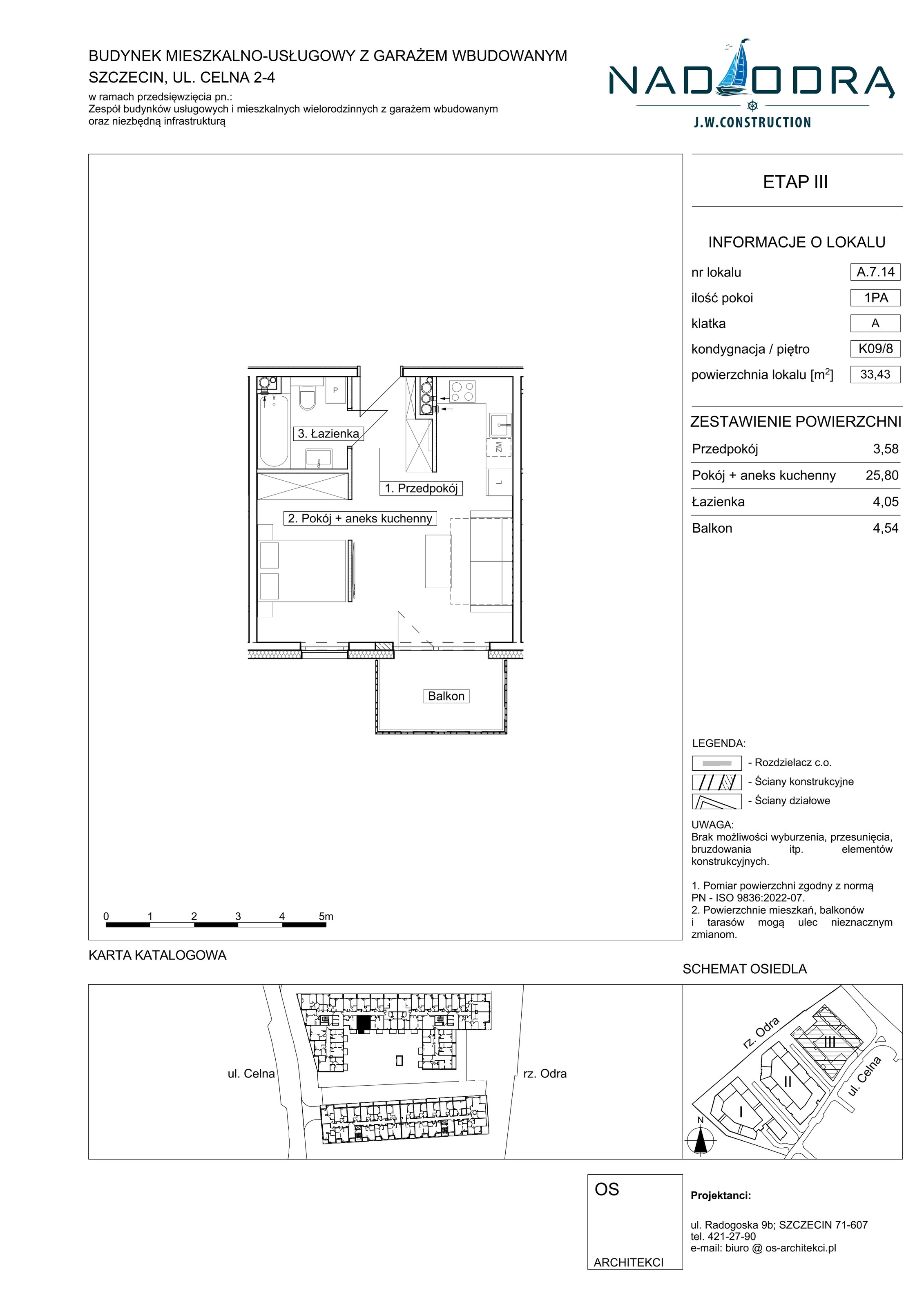 1 pokój, mieszkanie 33,43 m², piętro 8, oferta nr A714, Nad Odrą, Szczecin, Śródmieście, Łasztownia, ul. Celna 4