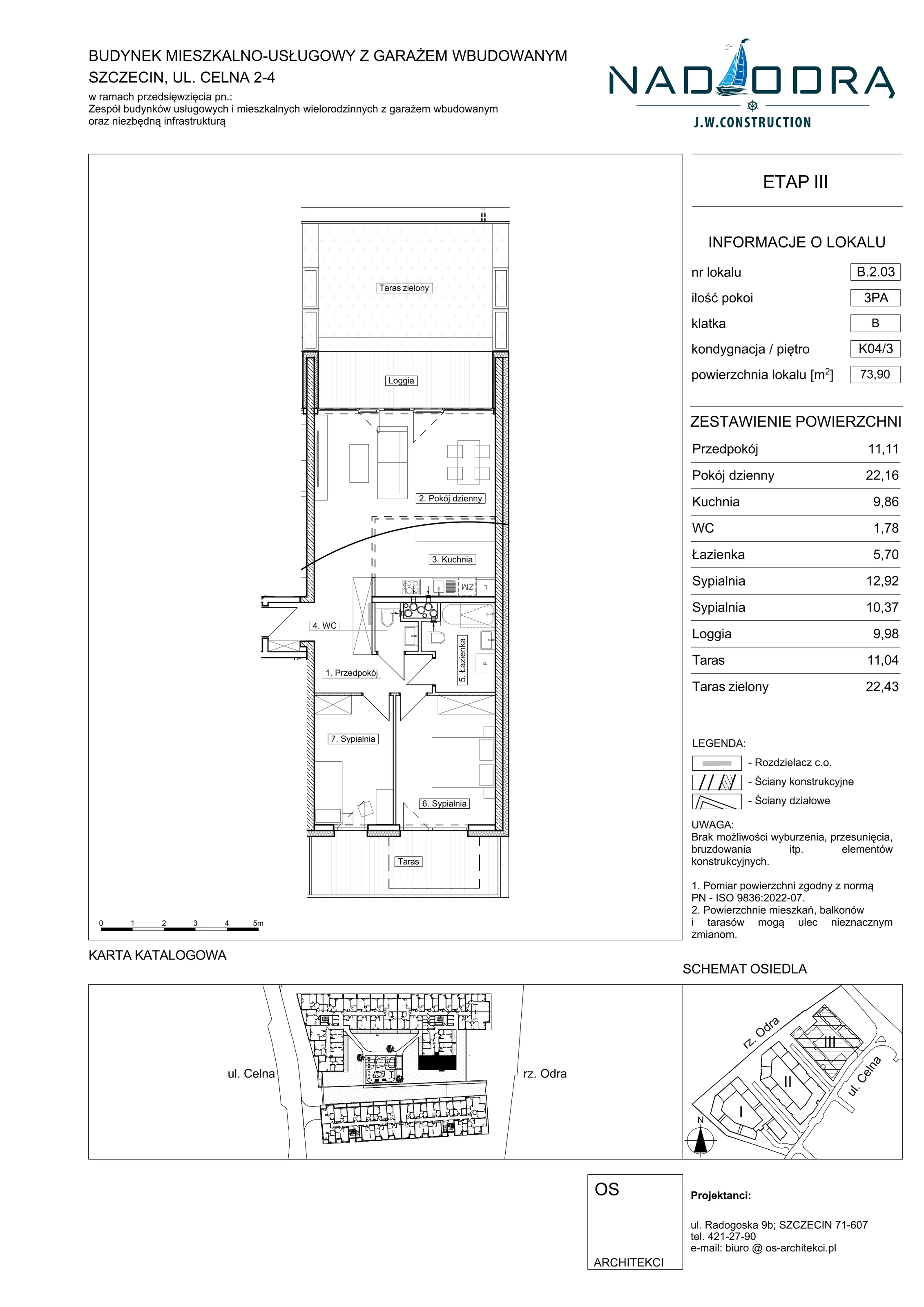 3 pokoje, mieszkanie 73,90 m², piętro 3, oferta nr B203, Nad Odrą, Szczecin, Śródmieście, Łasztownia, ul. Celna 4