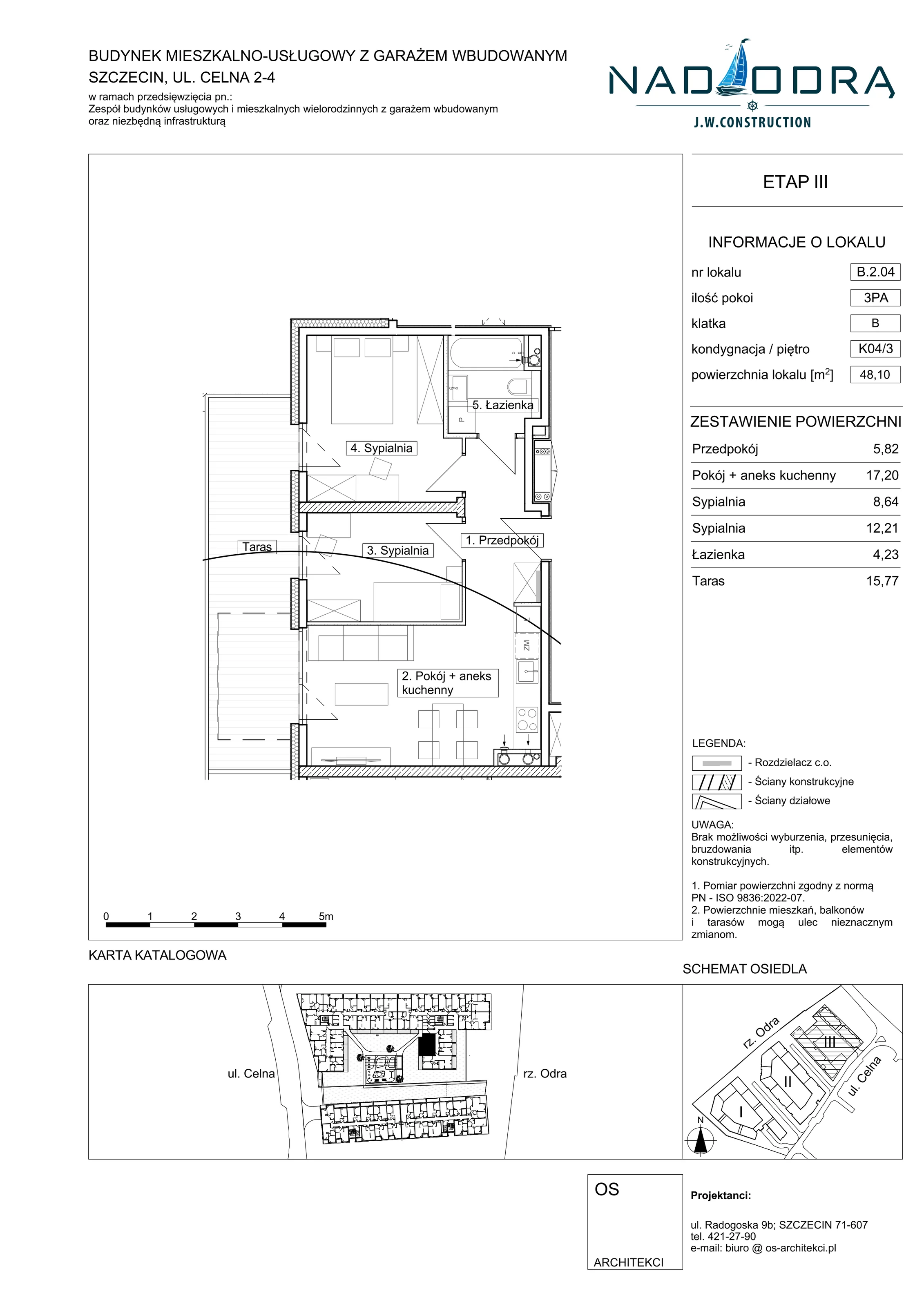 3 pokoje, apartament 48,10 m², piętro 3, oferta nr B204, Nad Odrą, Szczecin, Śródmieście, Łasztownia, ul. Celna 4