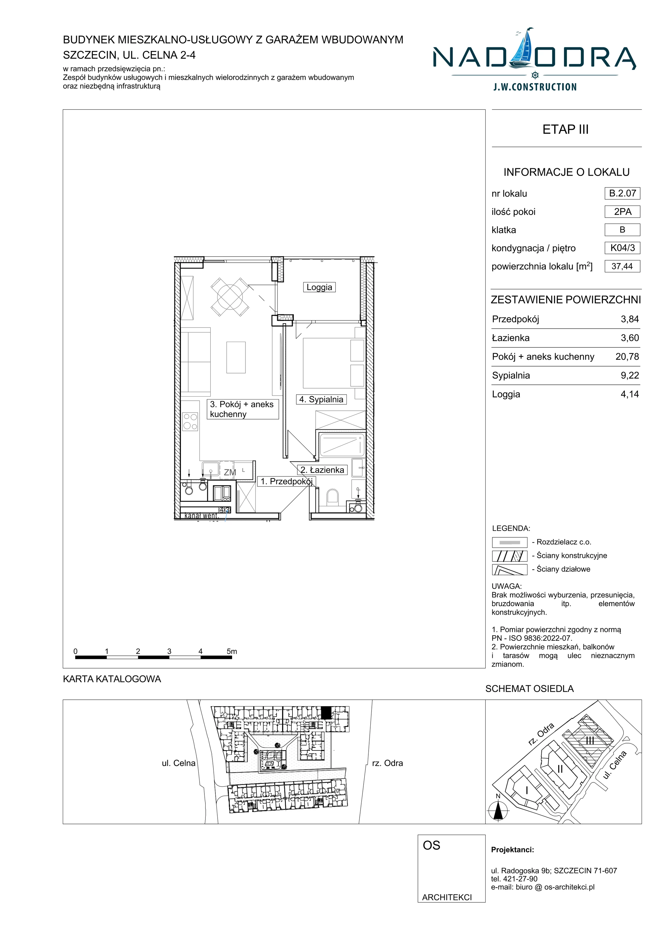 2 pokoje, mieszkanie 37,44 m², piętro 3, oferta nr B207, Nad Odrą, Szczecin, Śródmieście, Łasztownia, ul. Celna 4