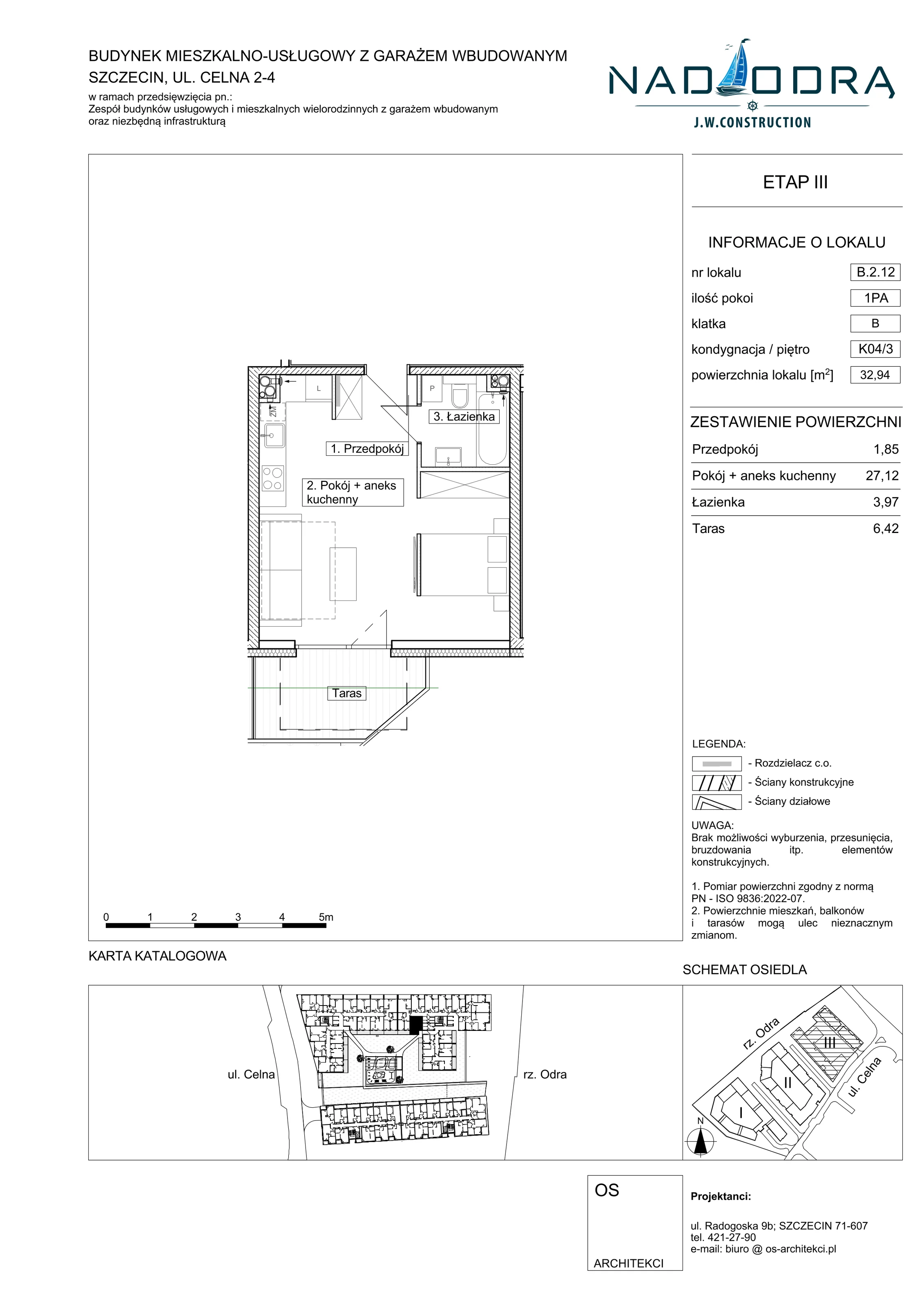 1 pokój, mieszkanie 32,94 m², piętro 3, oferta nr B212, Nad Odrą, Szczecin, Śródmieście, Łasztownia, ul. Celna 4