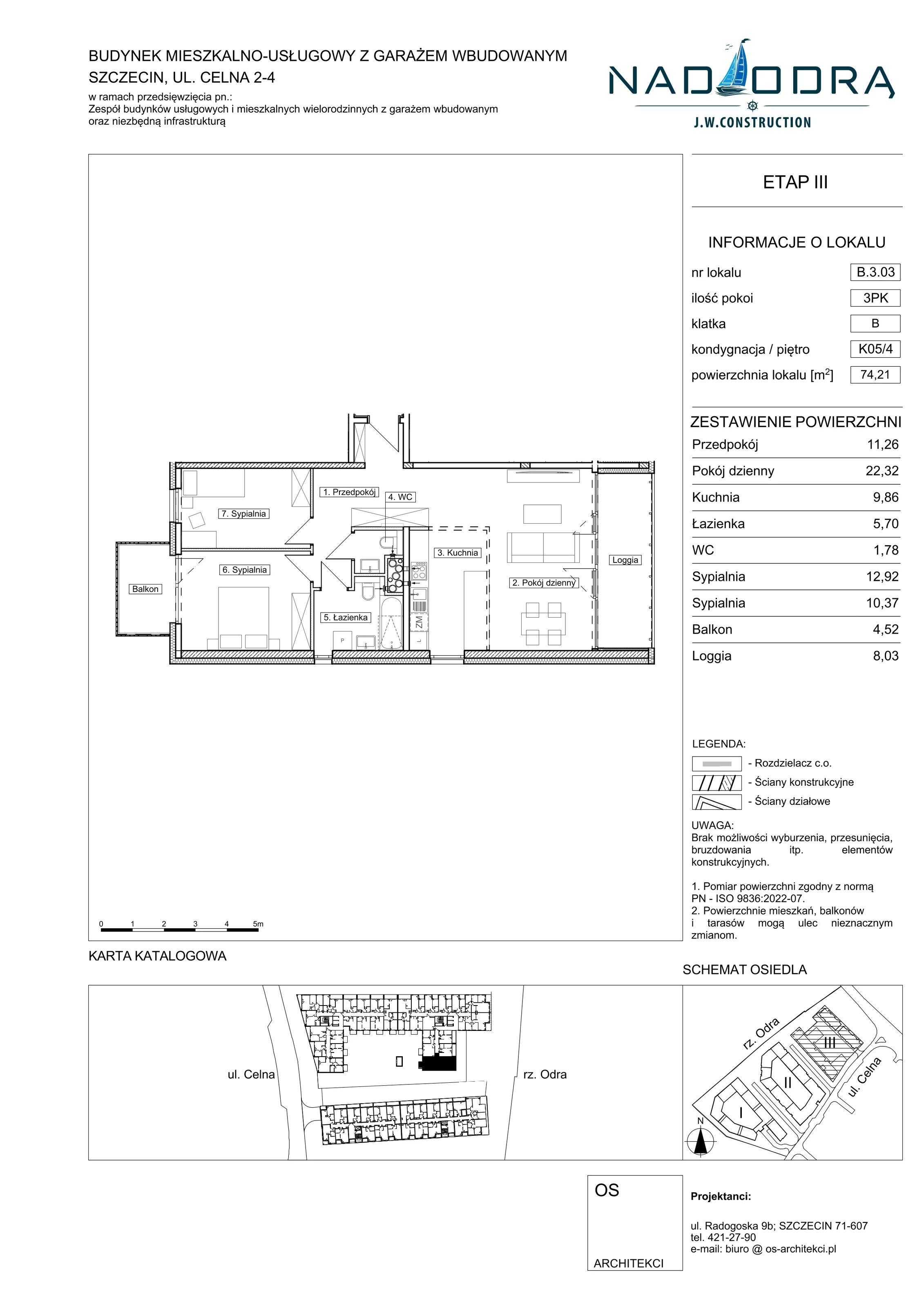 3 pokoje, mieszkanie 74,21 m², piętro 4, oferta nr B303, Nad Odrą, Szczecin, Śródmieście, Łasztownia, ul. Celna 4