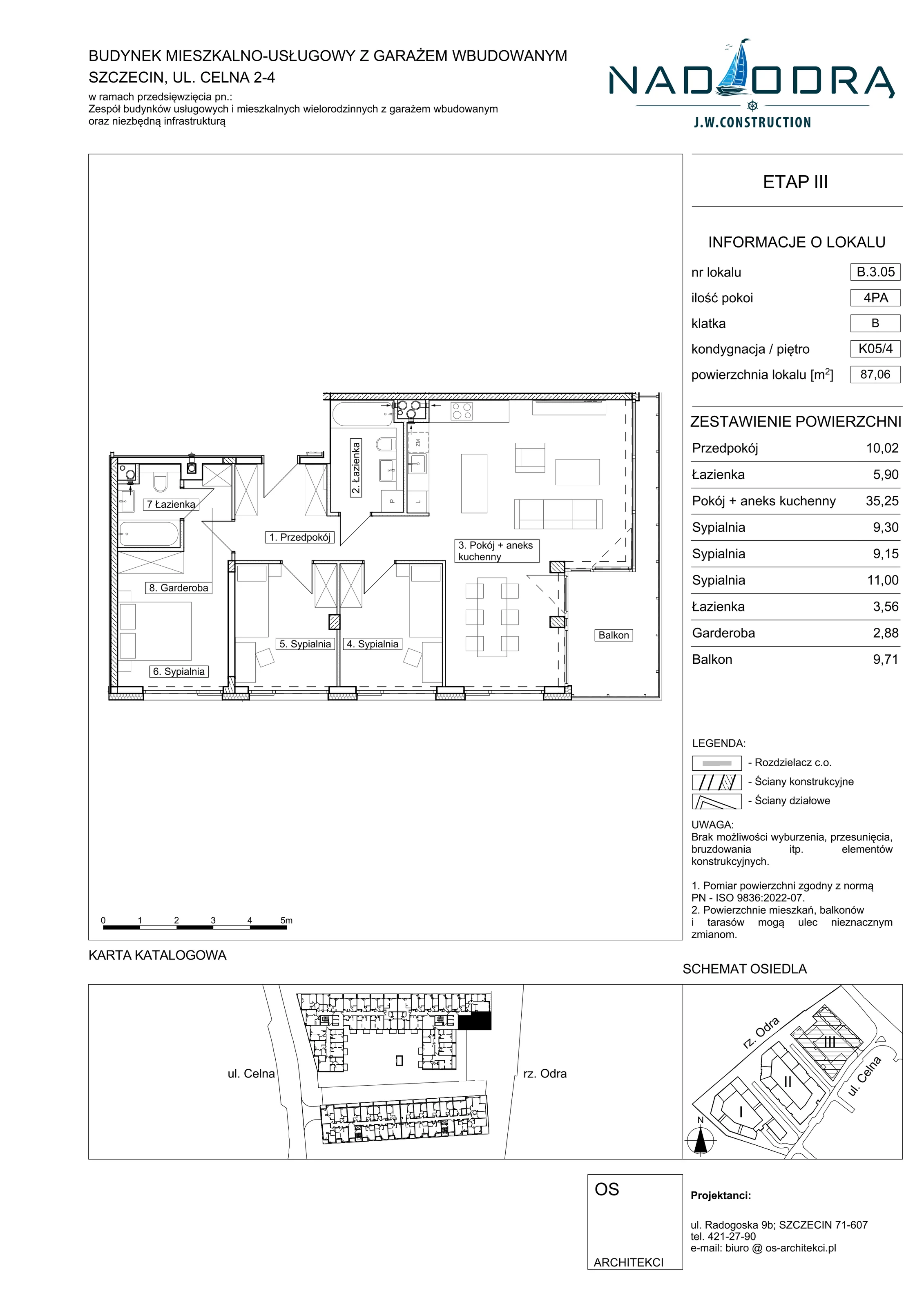 4 pokoje, mieszkanie 87,06 m², piętro 4, oferta nr B305, Nad Odrą, Szczecin, Śródmieście, Łasztownia, ul. Celna 4