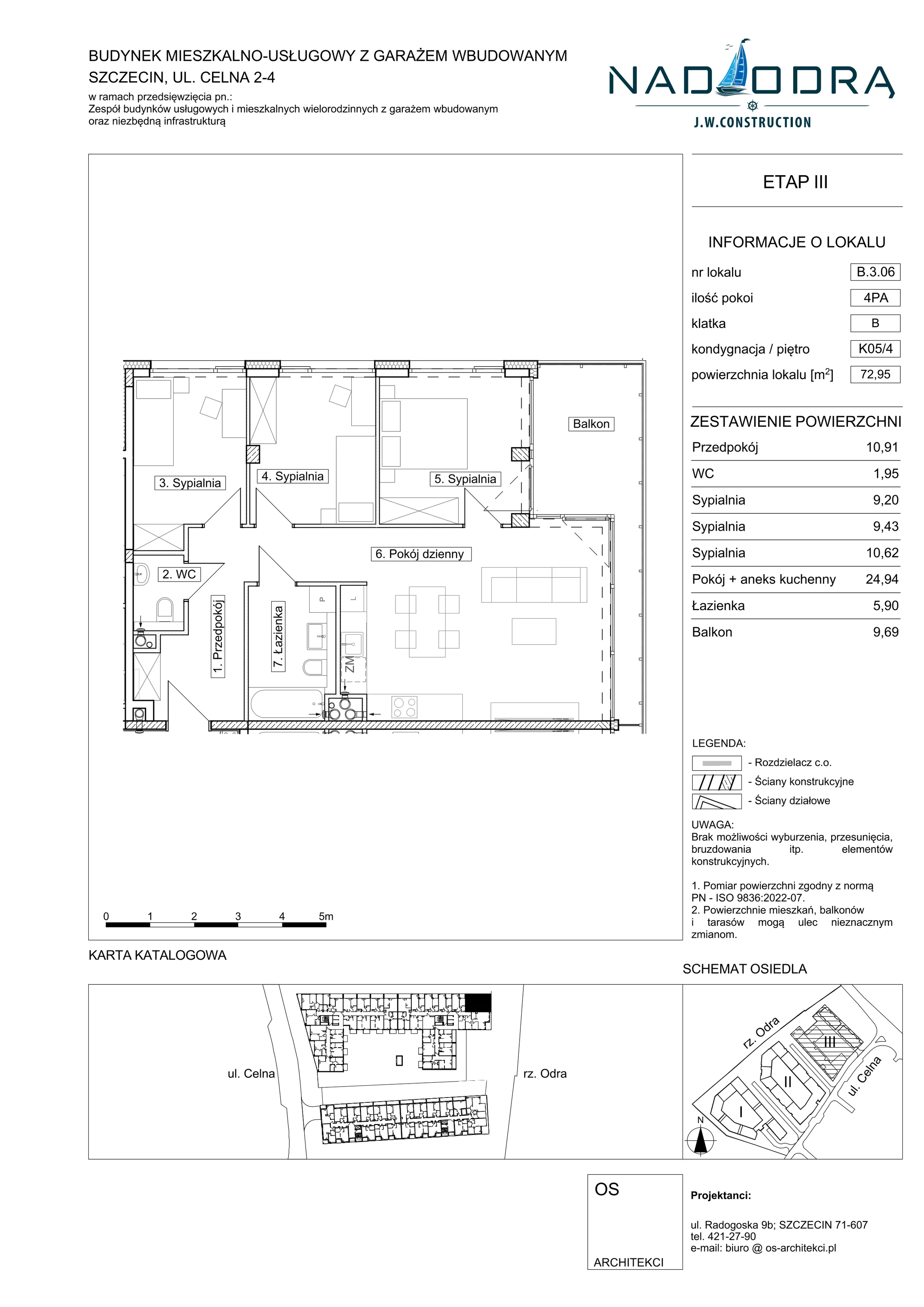 4 pokoje, mieszkanie 72,95 m², piętro 4, oferta nr B306, Nad Odrą, Szczecin, Śródmieście, Łasztownia, ul. Celna 4