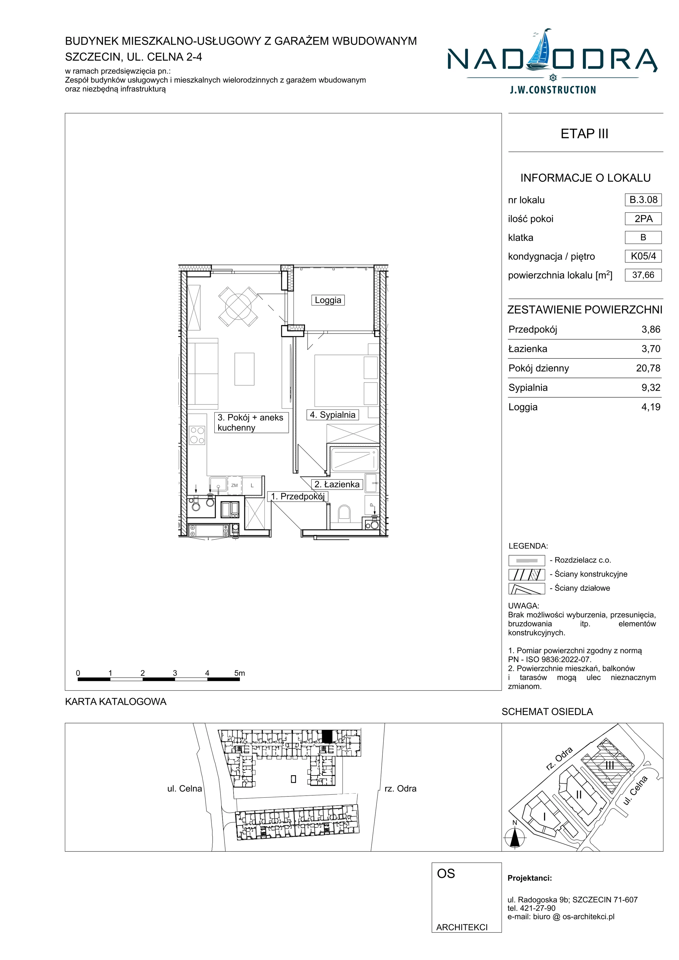 2 pokoje, mieszkanie 37,66 m², piętro 4, oferta nr B308, Nad Odrą, Szczecin, Śródmieście, Łasztownia, ul. Celna 4
