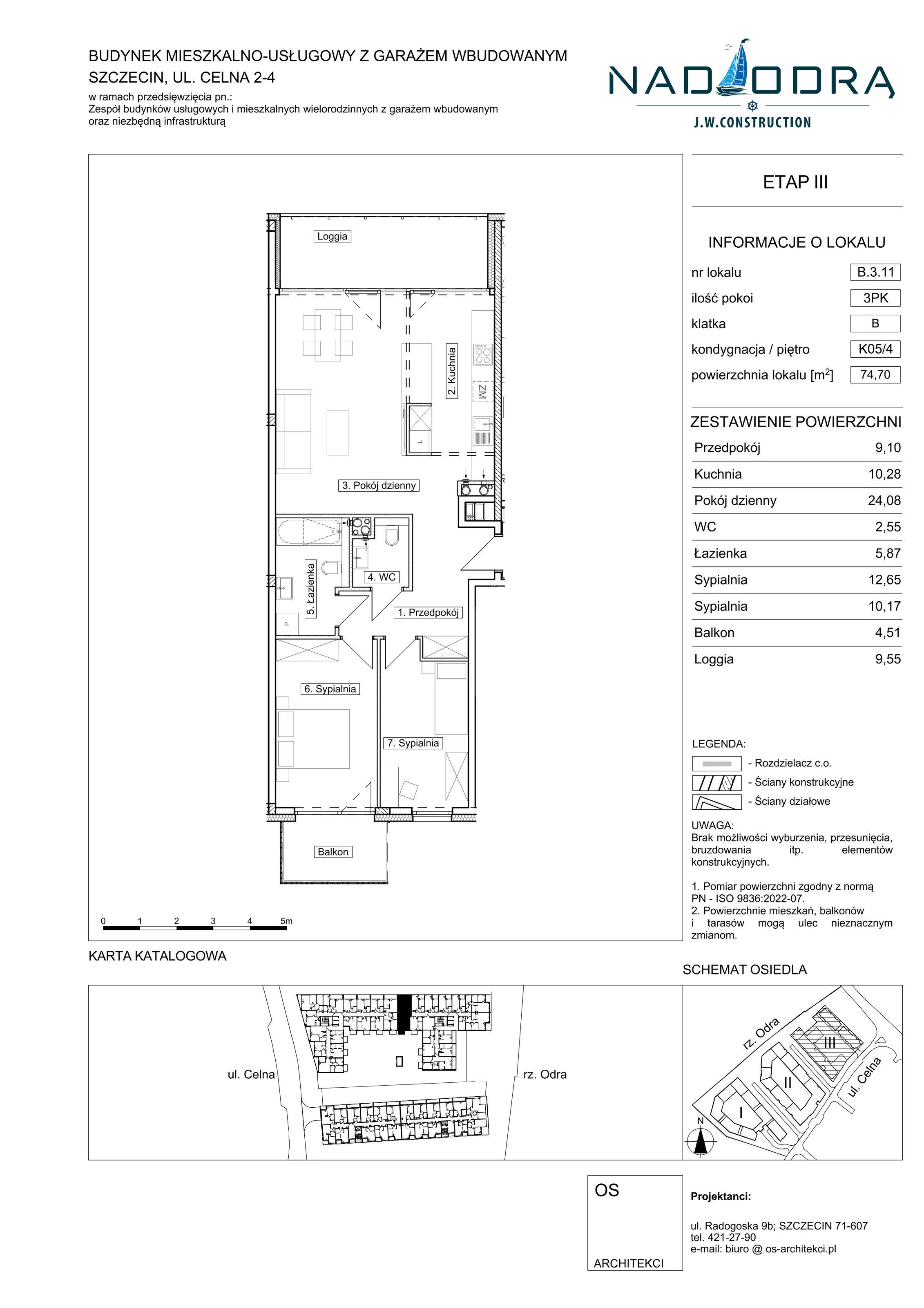 3 pokoje, mieszkanie 74,70 m², piętro 4, oferta nr B311, Nad Odrą, Szczecin, Śródmieście, Łasztownia, ul. Celna 4