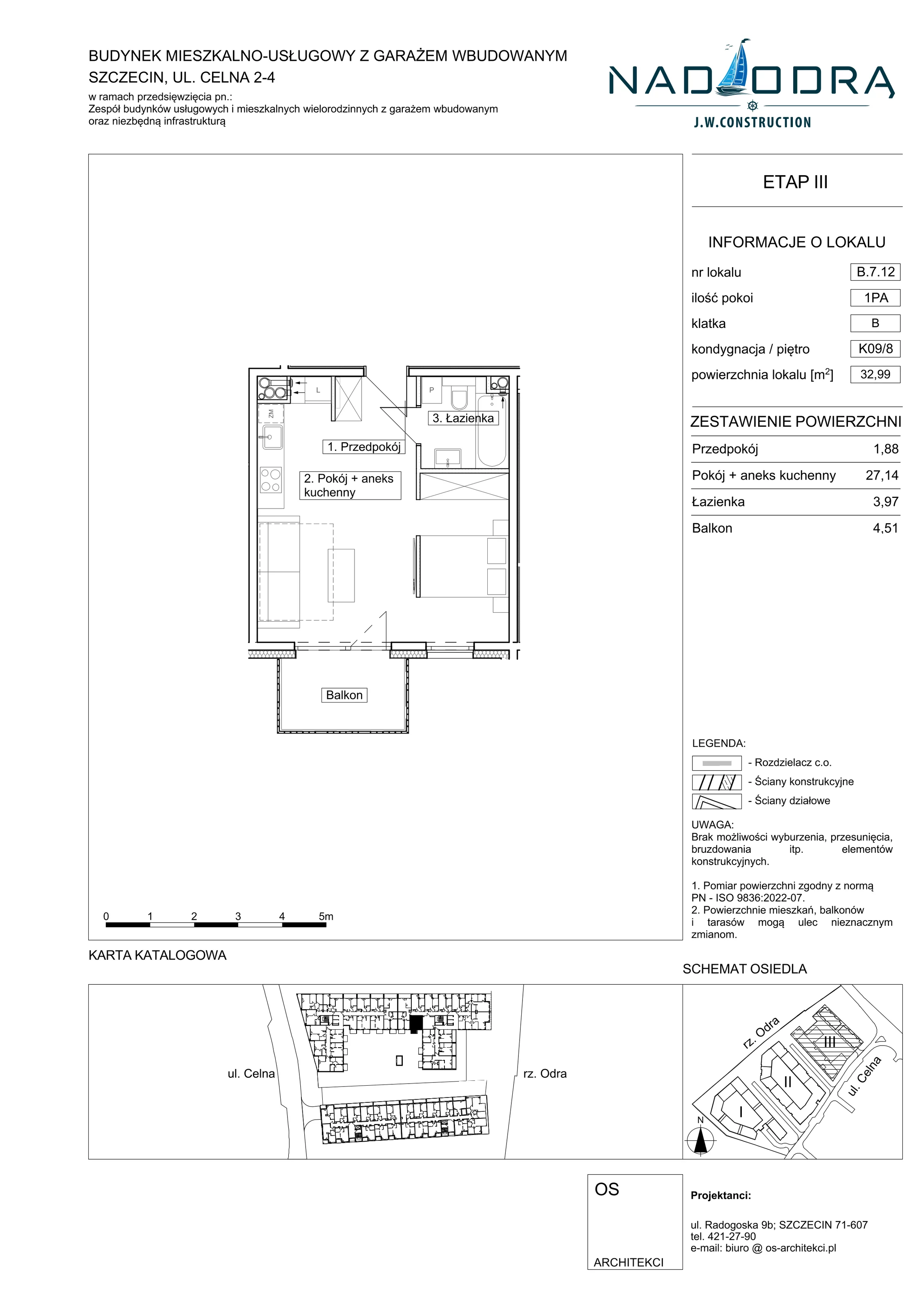 1 pokój, mieszkanie 32,99 m², piętro 8, oferta nr B712, Nad Odrą, Szczecin, Śródmieście, Łasztownia, ul. Celna 4