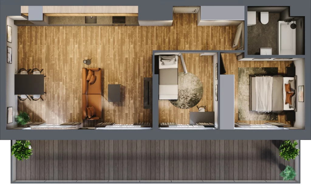 3 pokoje, mieszkanie 59,99 m², piętro 3, oferta nr B.1.20, Osiedle Kwintet, Warszawa, Białołęka, Grodzisk, ul. Podwójna 2, 4, 6, 8, 10